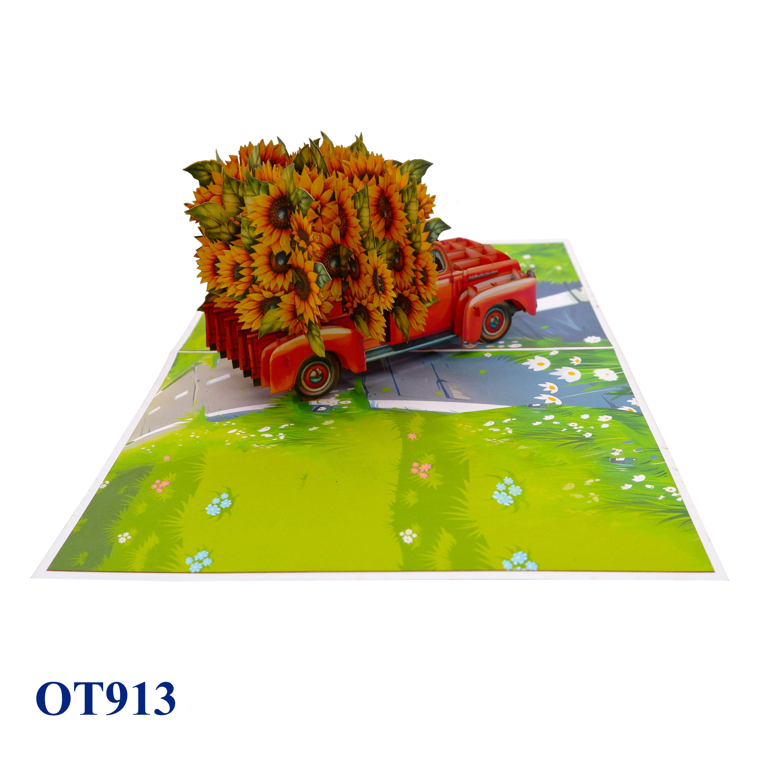 Sunflowers Truck Pop Up Card