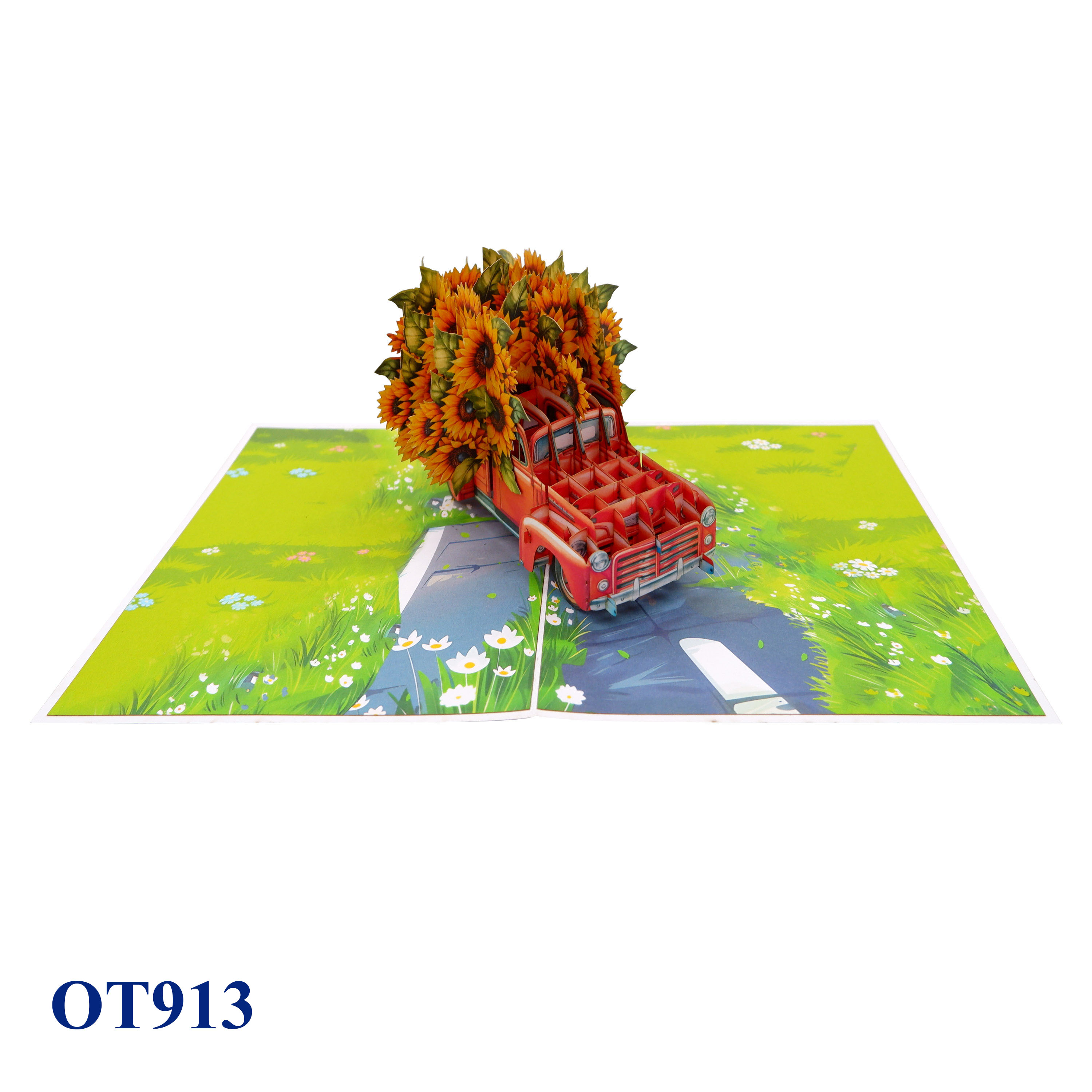 Sunflowers Truck Pop Up Card