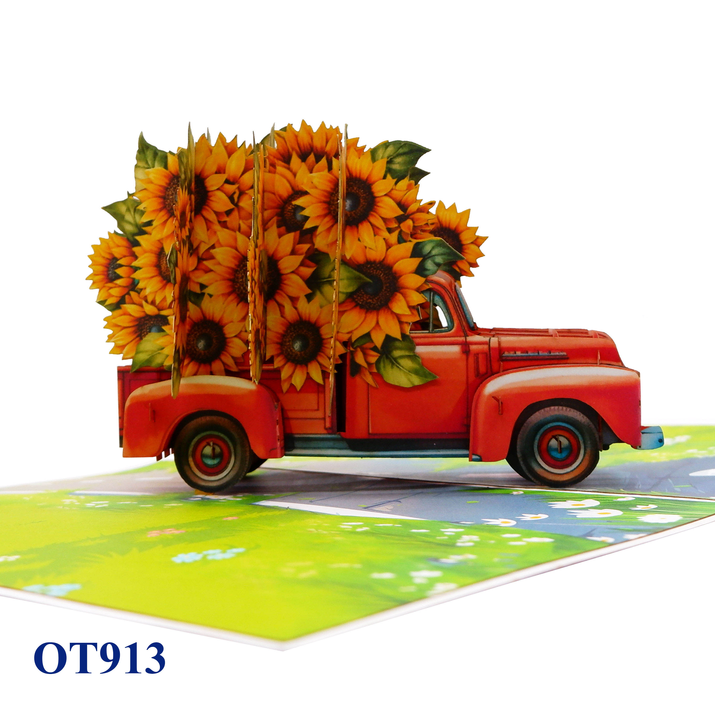 Sunflowers Truck Pop Up Card