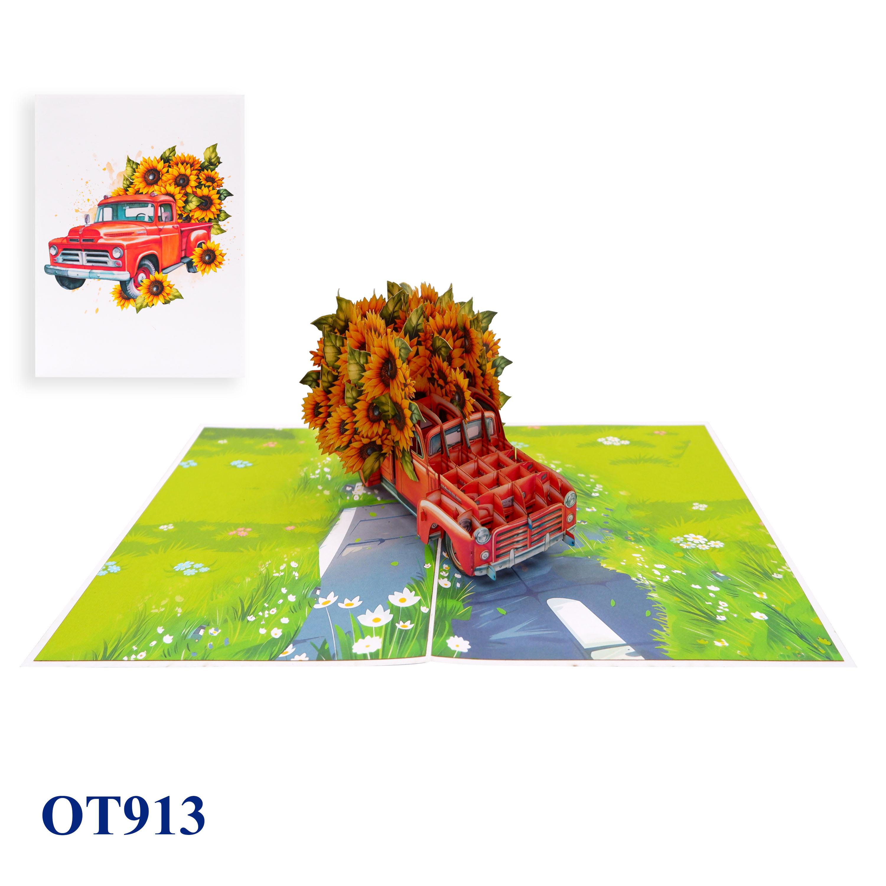 Sunflowers Truck Pop Up Card