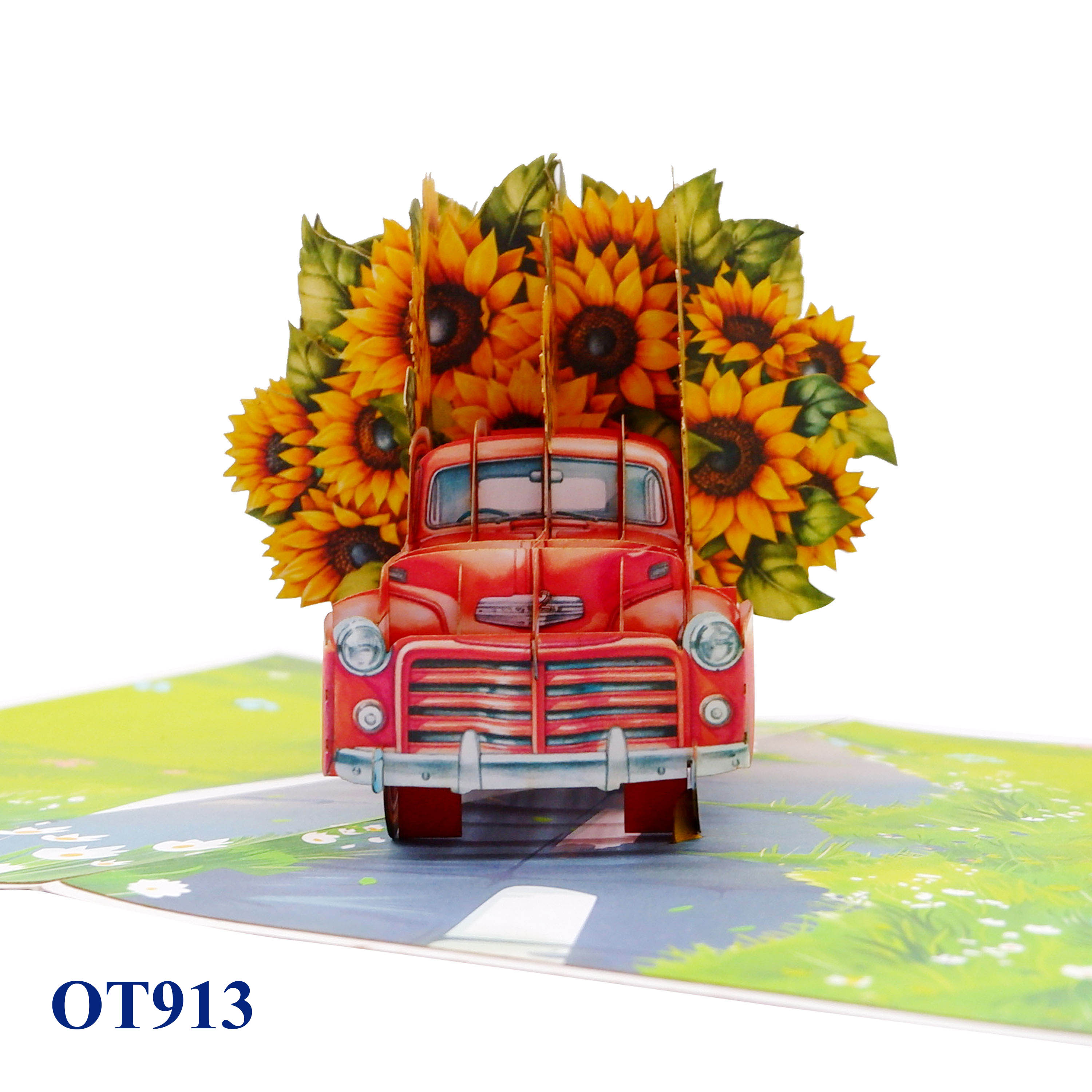 Sunflowers Truck Pop Up Card
