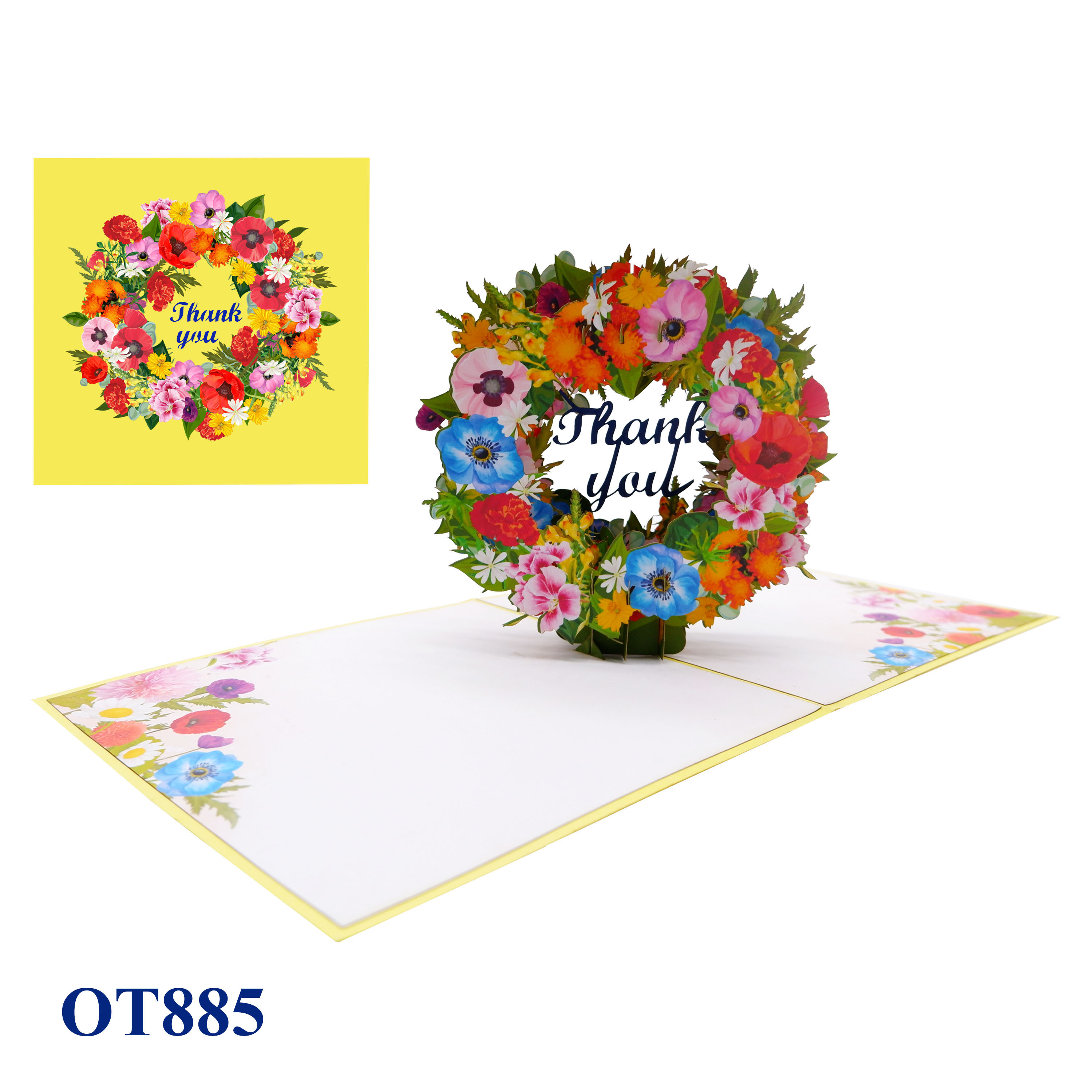 Thank You Flowers Wreath Pop Up Card