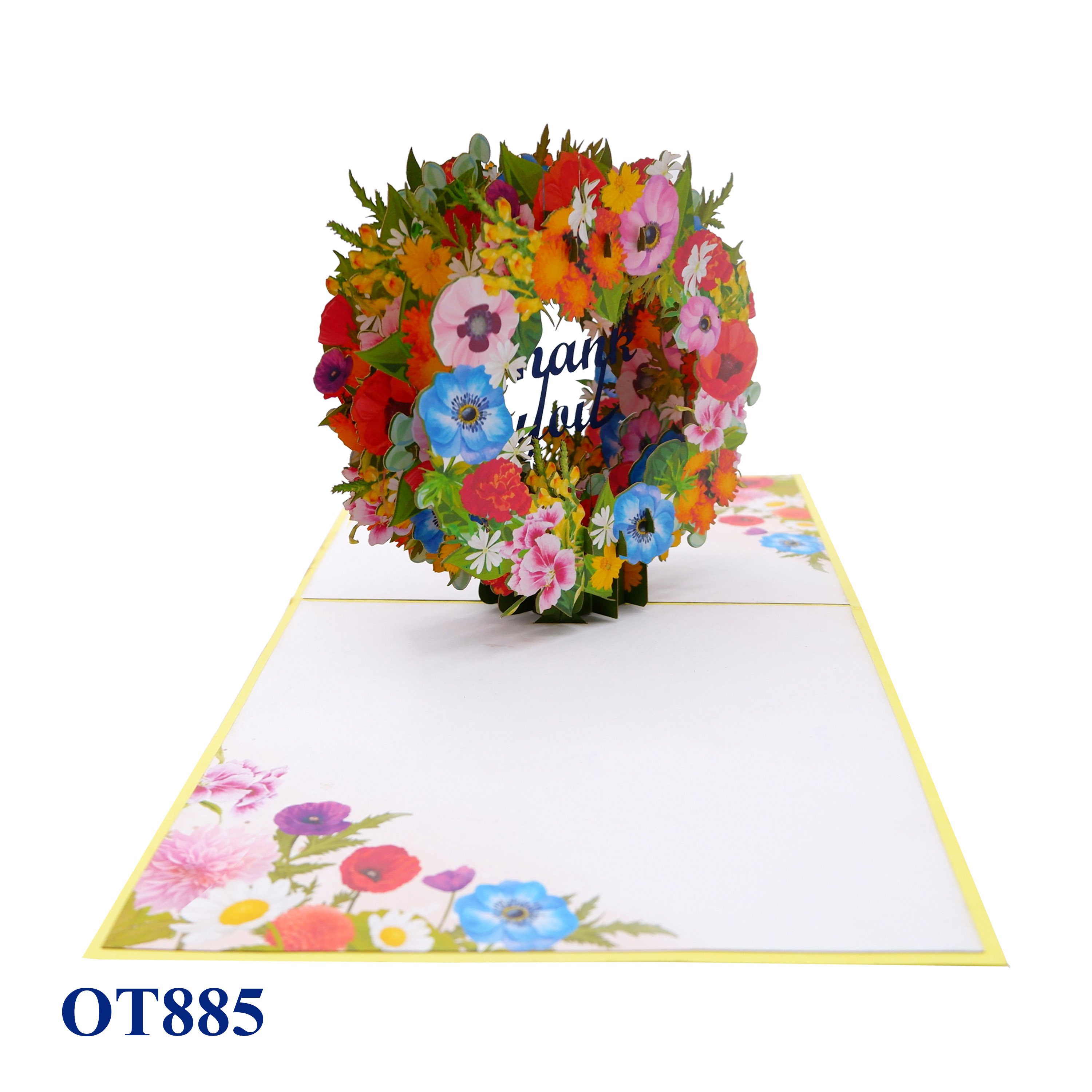 Thank You Flowers Wreath Pop Up Card
