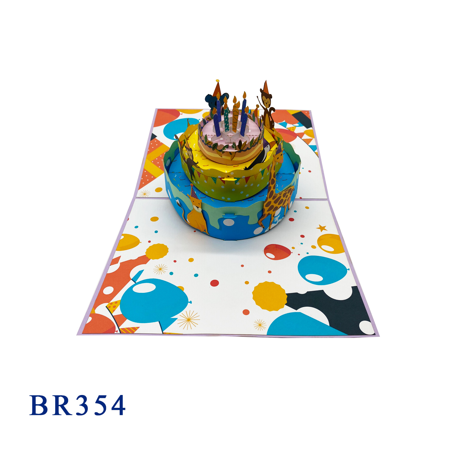 Tropical Animals Birthday Cake Pop Up Card