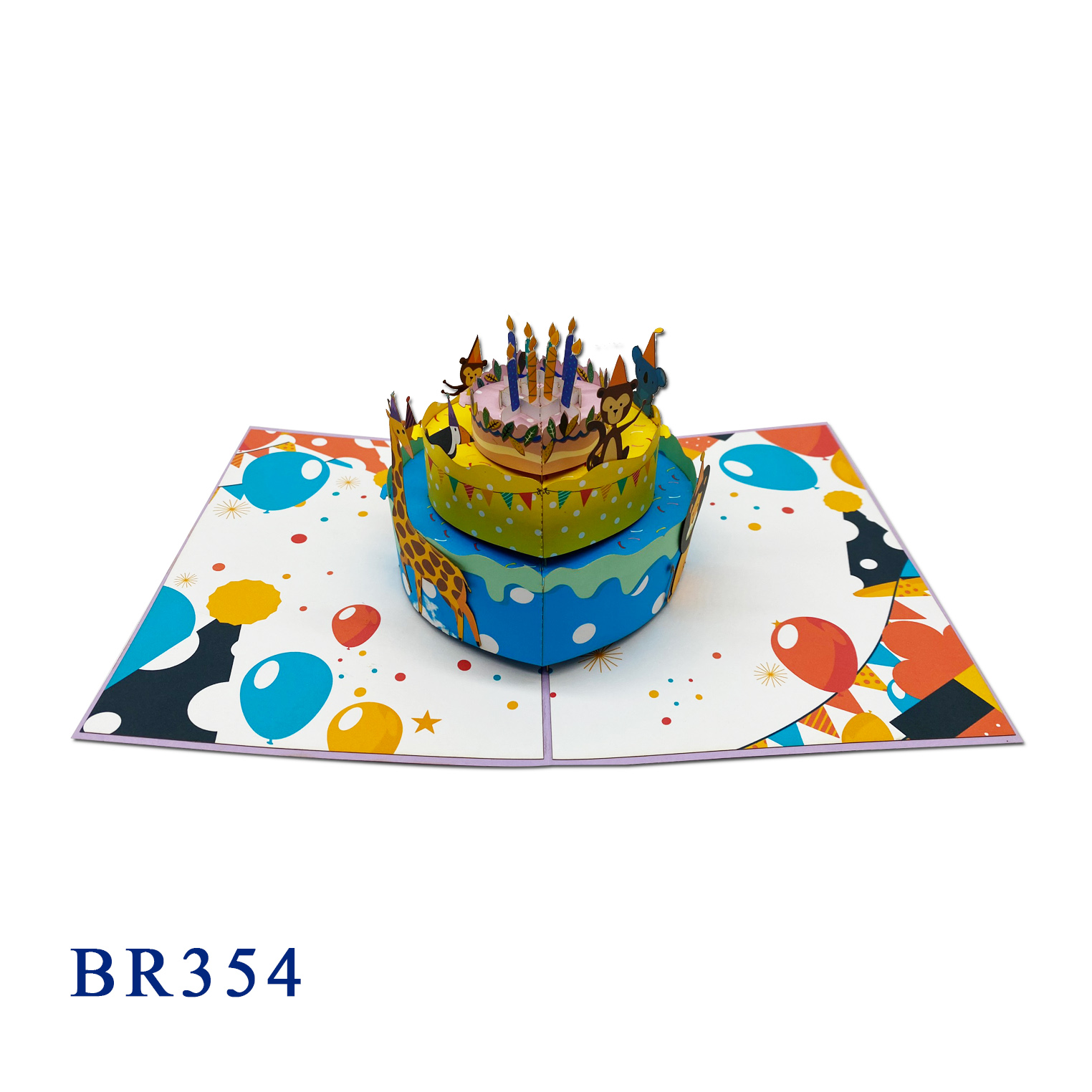 Tropical Animals Birthday Cake Pop Up Card