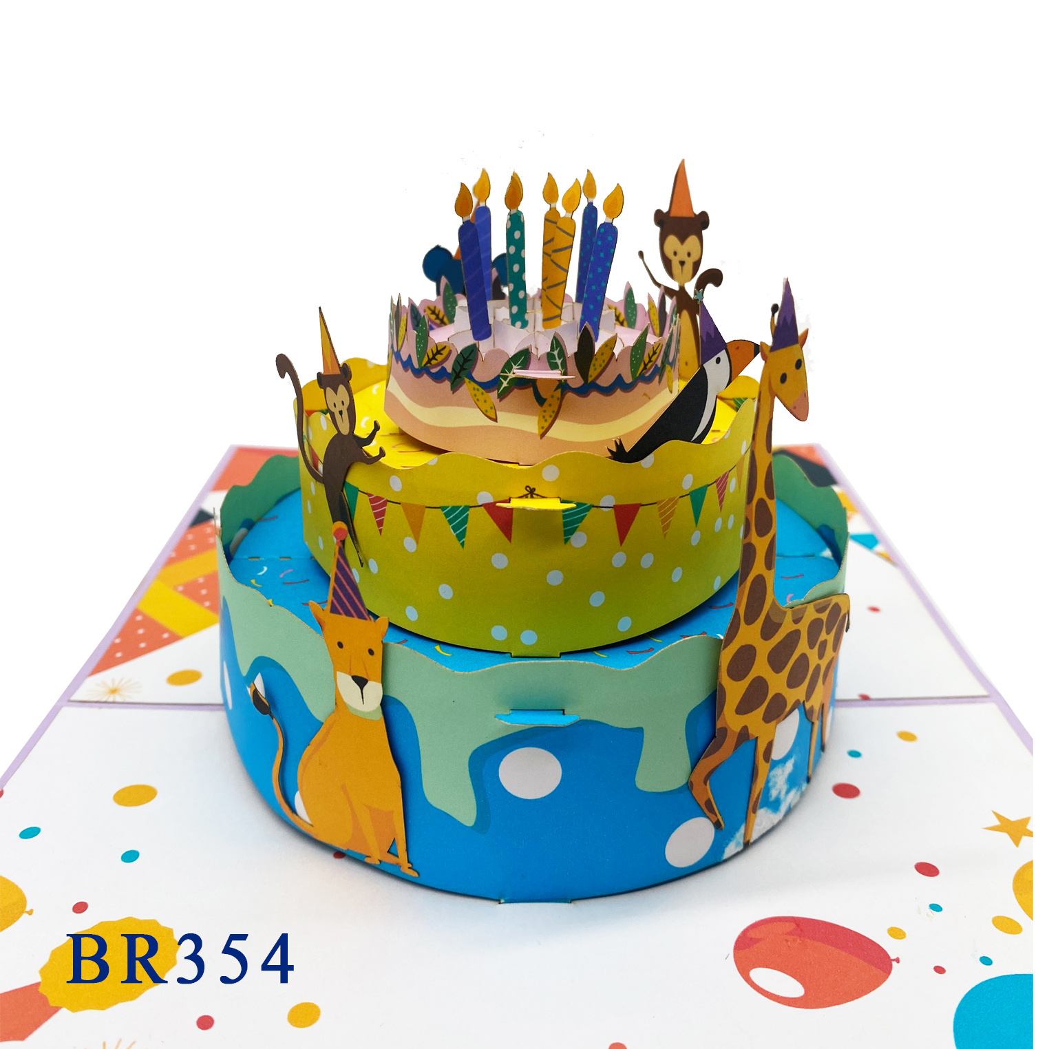 Tropical Animals Birthday Cake Pop Up Card