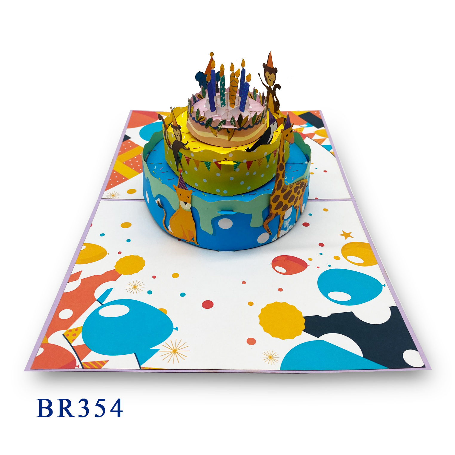 Tropical Animals Birthday Cake Pop Up Card