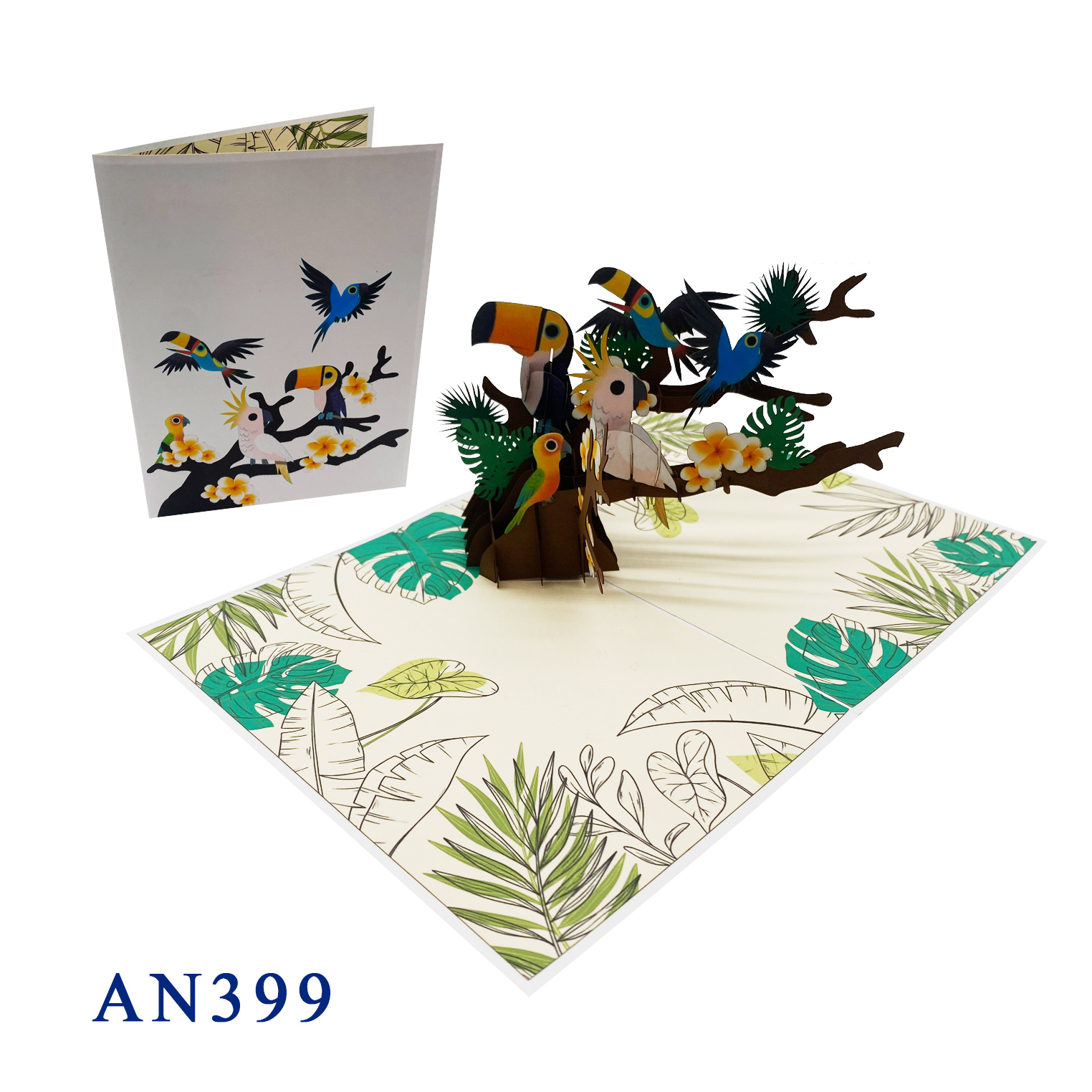 Tropical Birds Pop Up Card