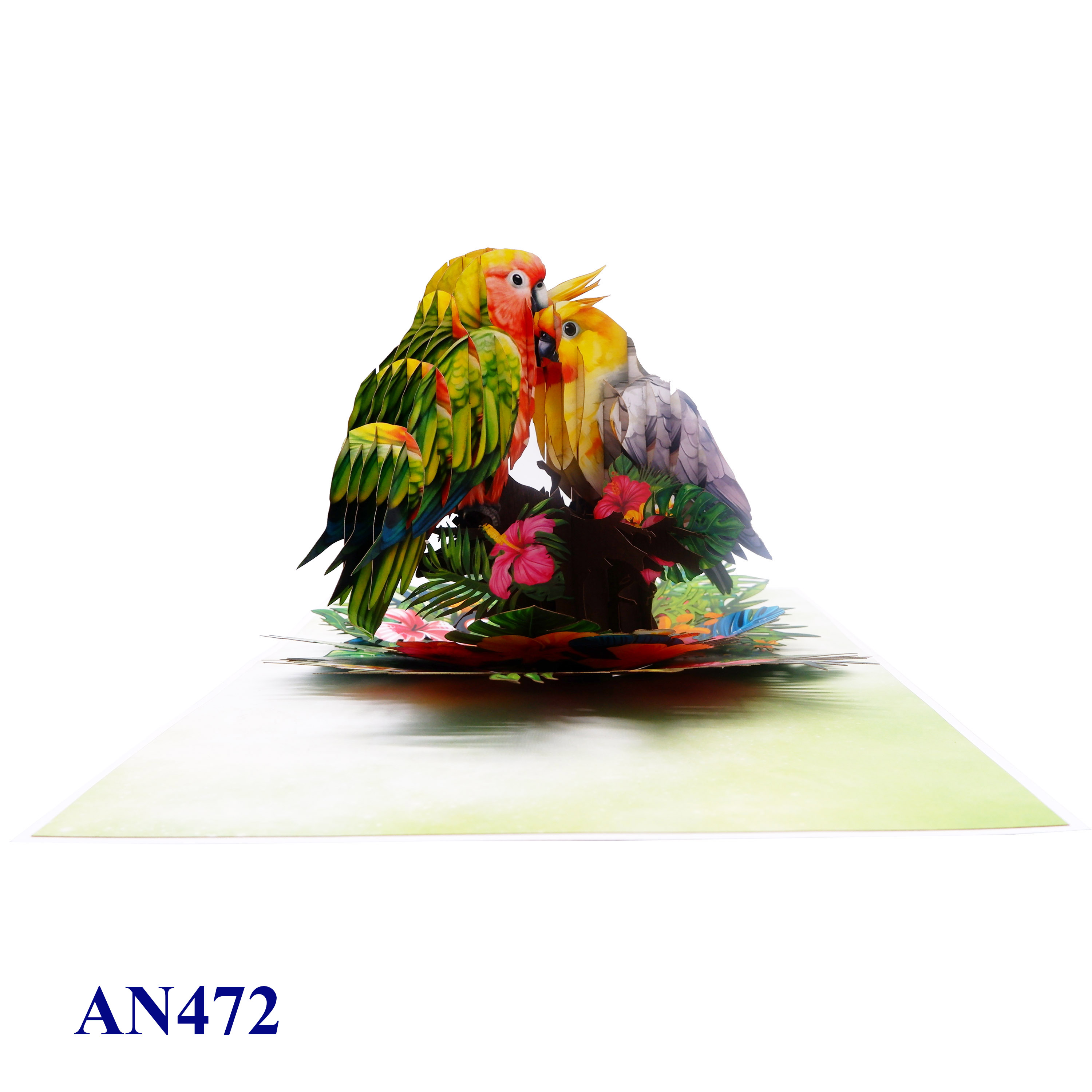 Tropical Lovebirds Pop-up Card – 3D Handmade Greeting Card
