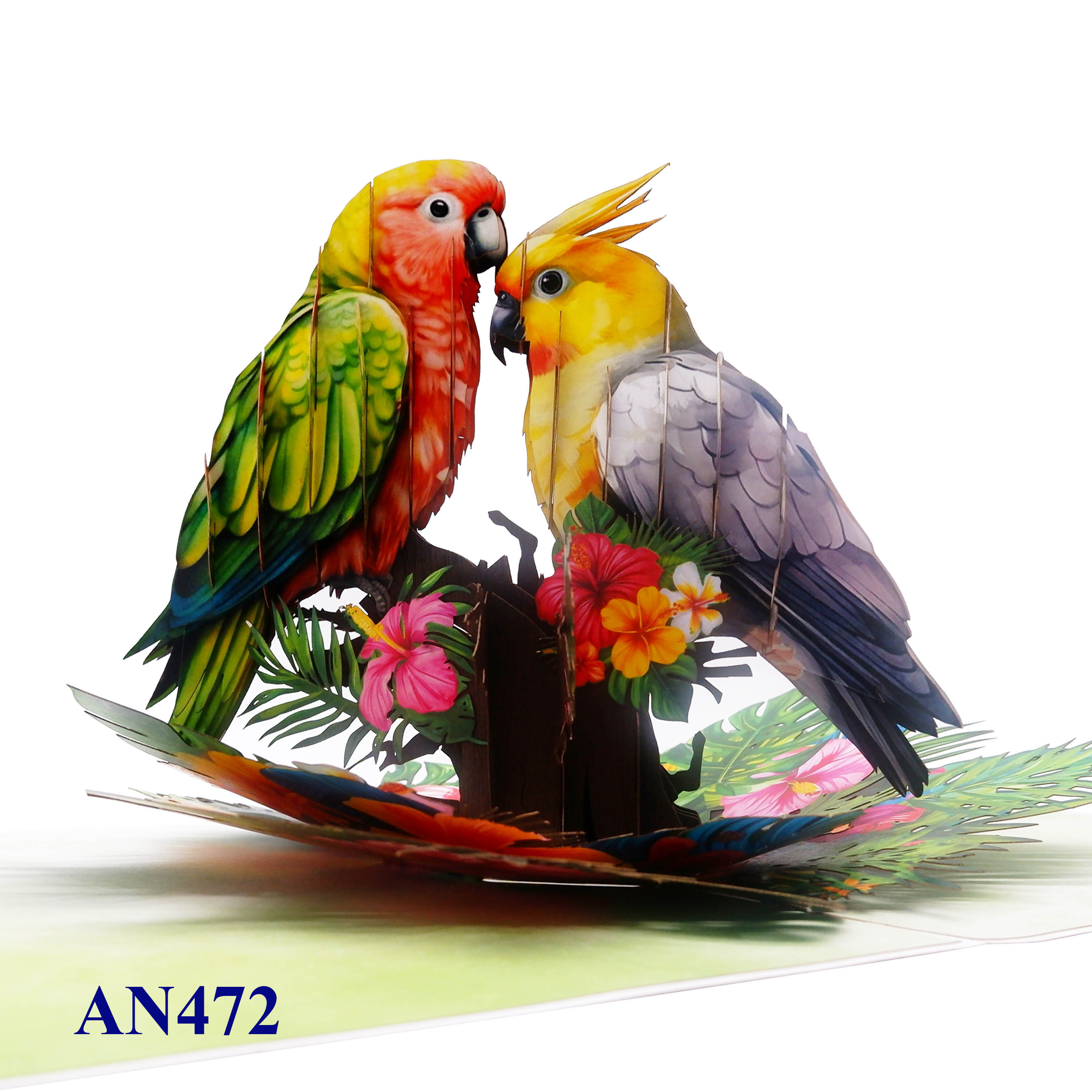 Tropical Lovebirds Pop-up Card – 3D Handmade Greeting Card