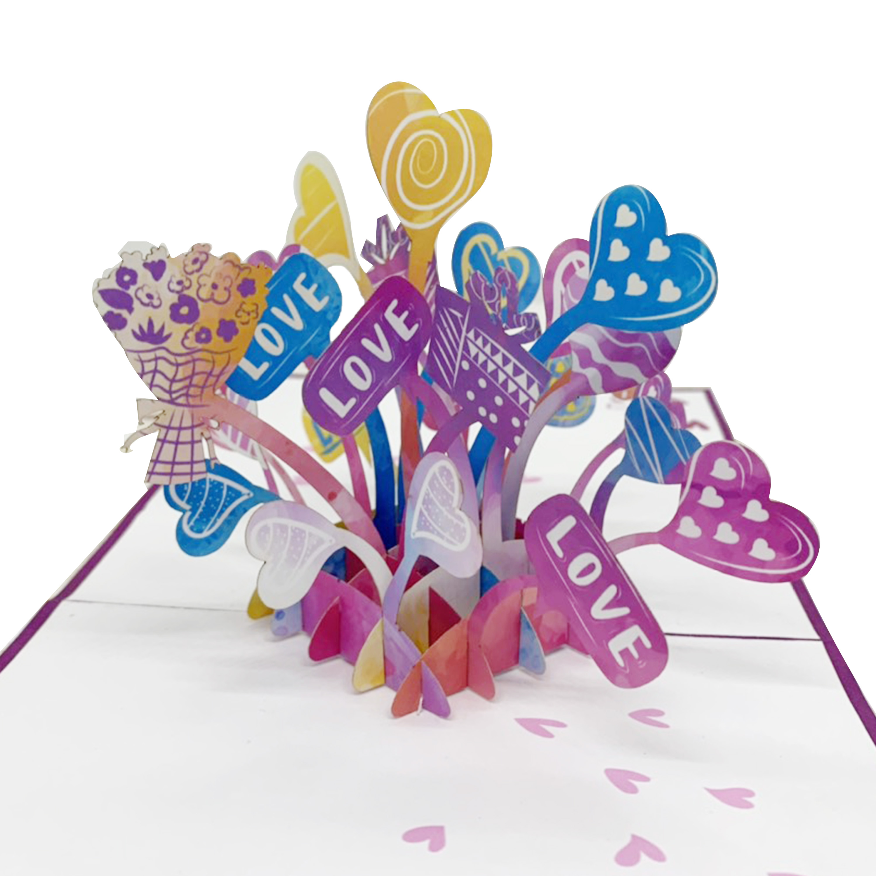 Love Hearts Explosion Pop Up Card