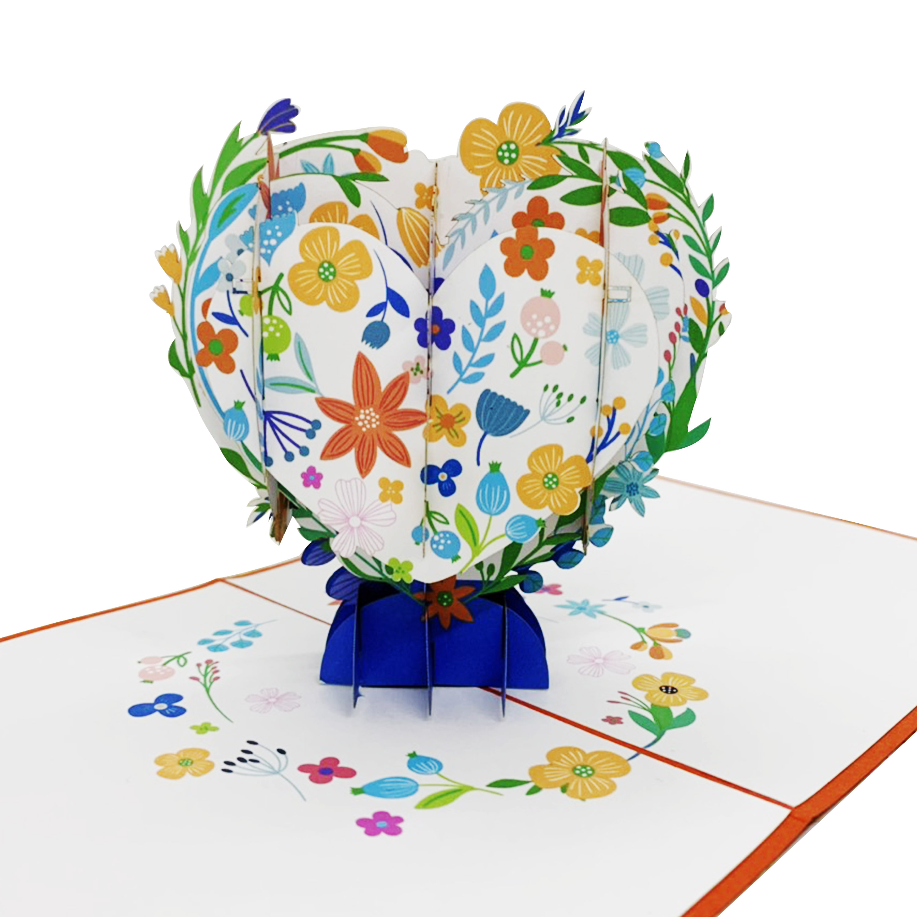 Green Heart Flowers Pop Up Card