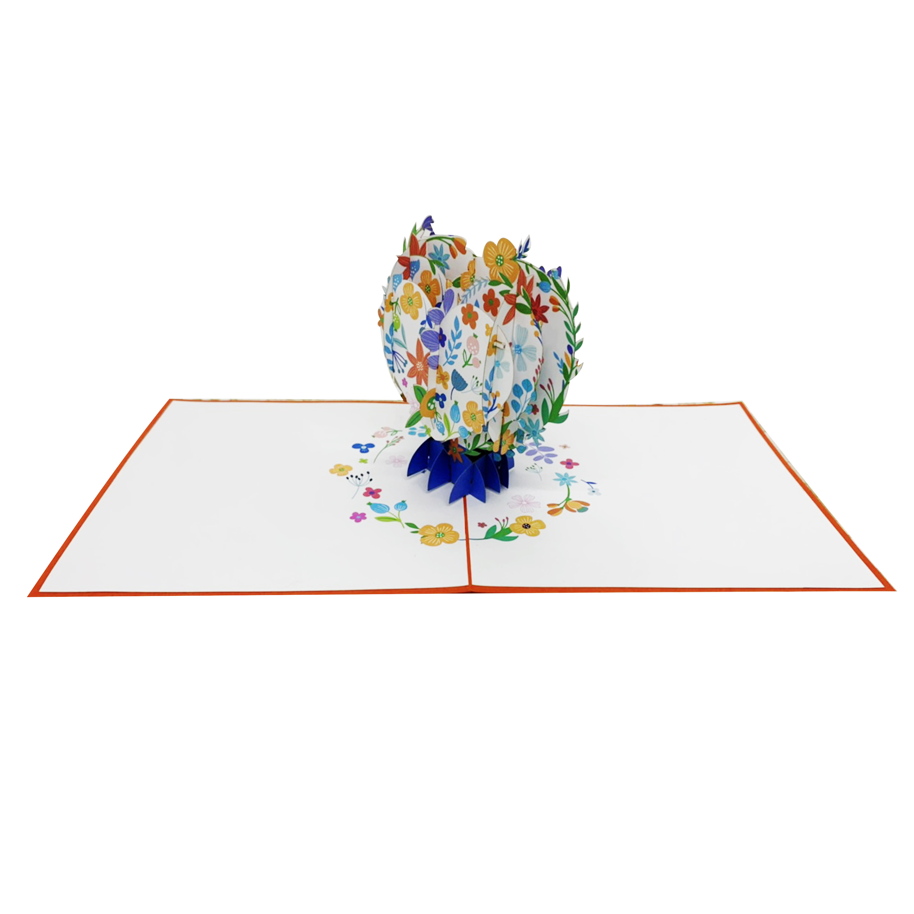 Green Heart Flowers Pop Up Card