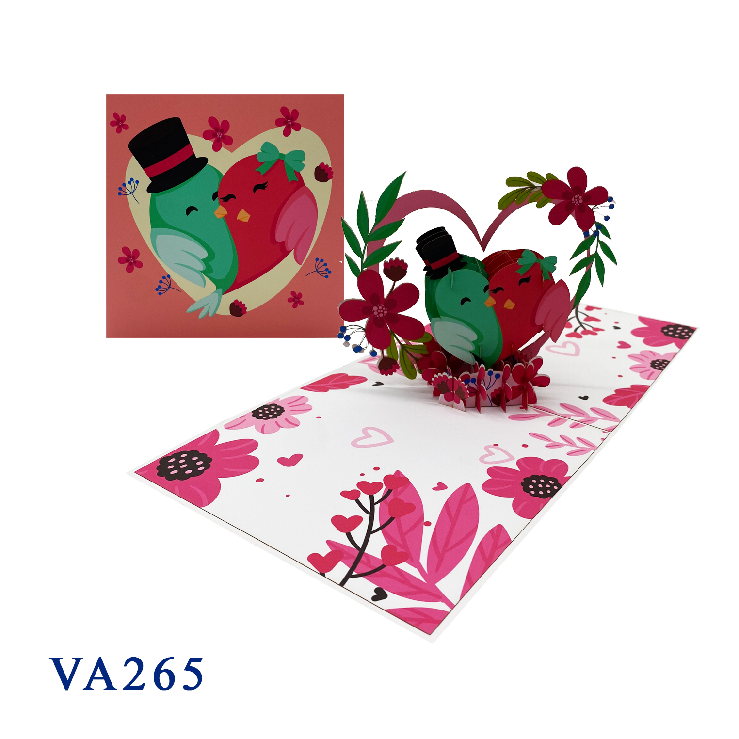 Love Couple Birds Pop Up Card