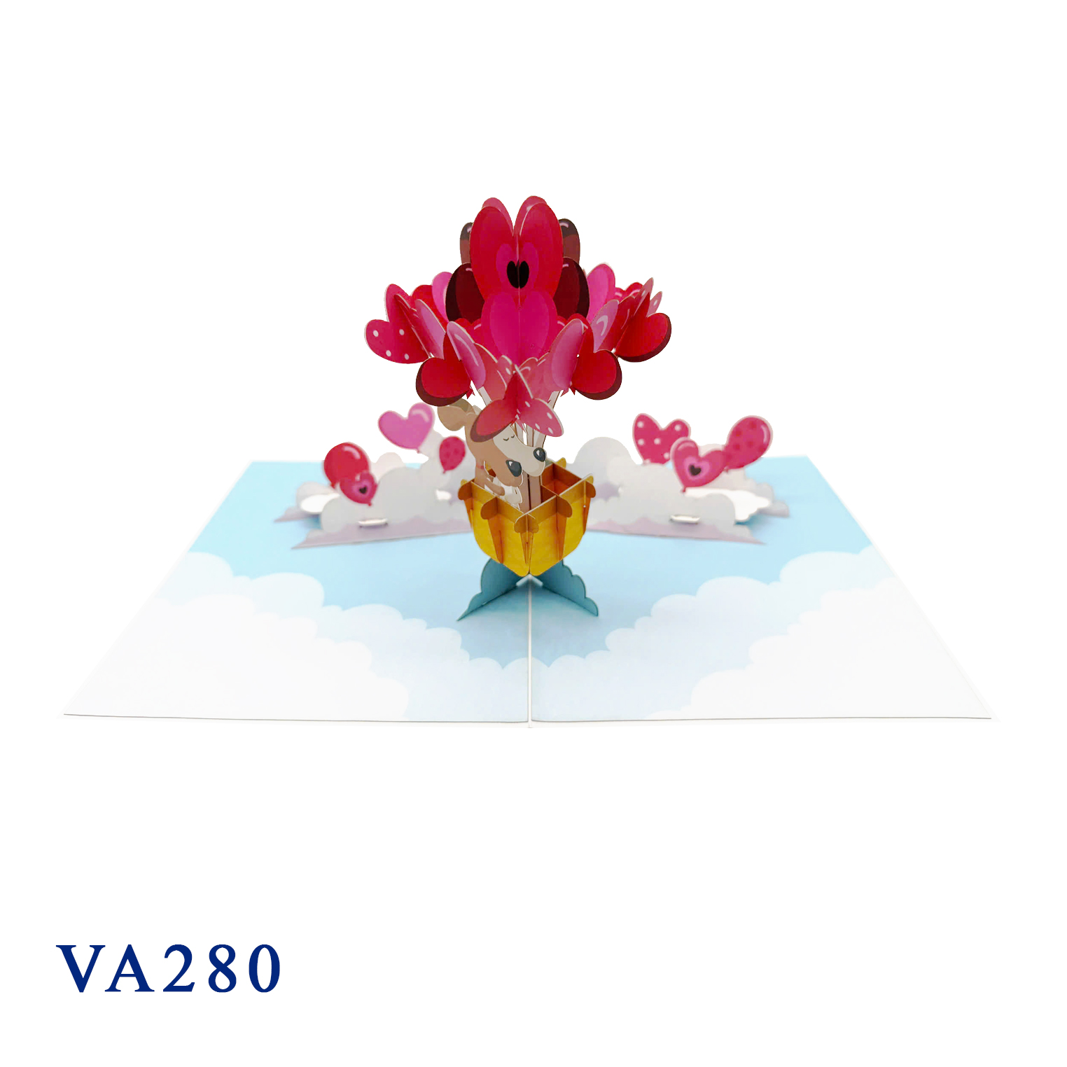 Hearts Air Balloon 3D Pop Up Card