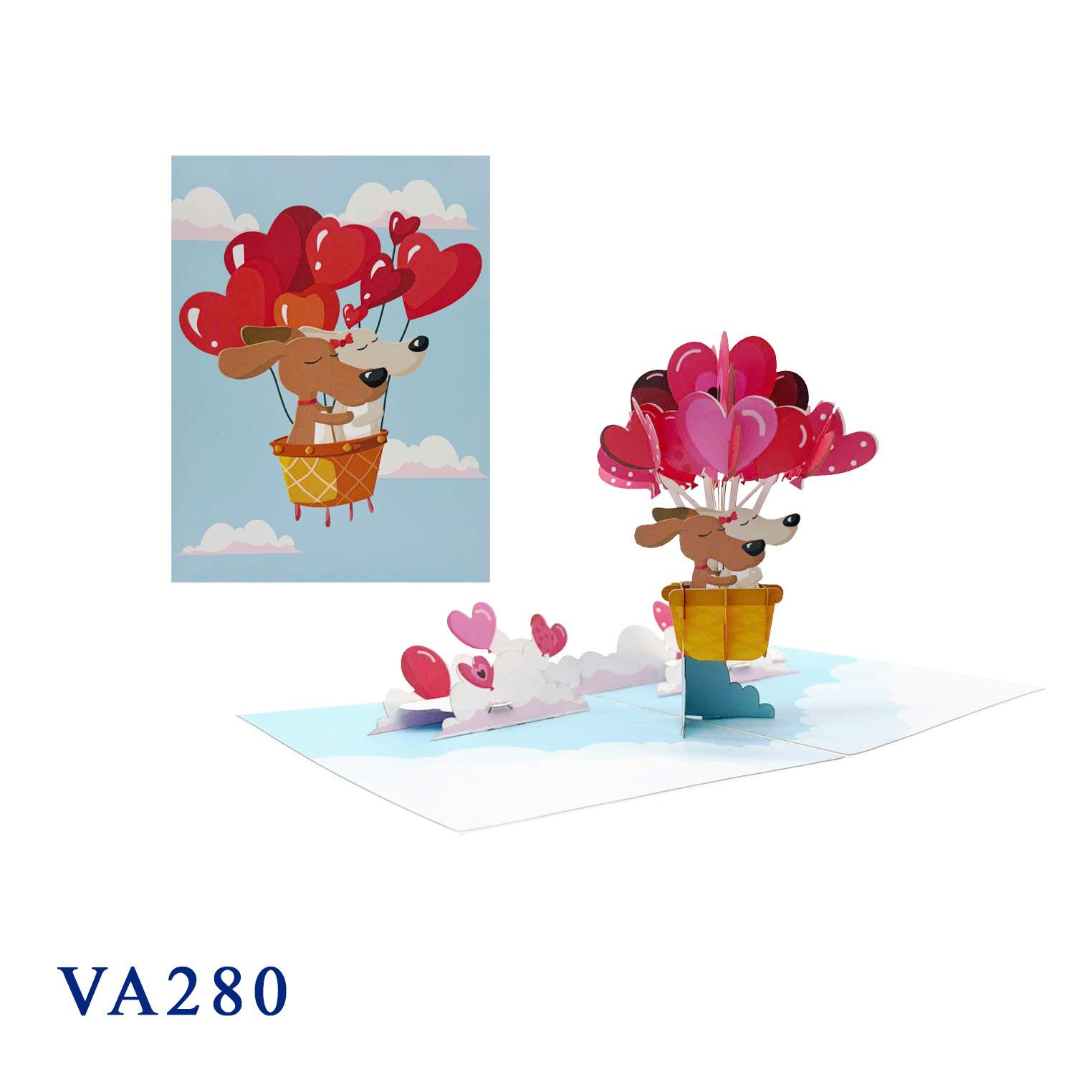 Hearts Air Balloon 3D Pop Up Card