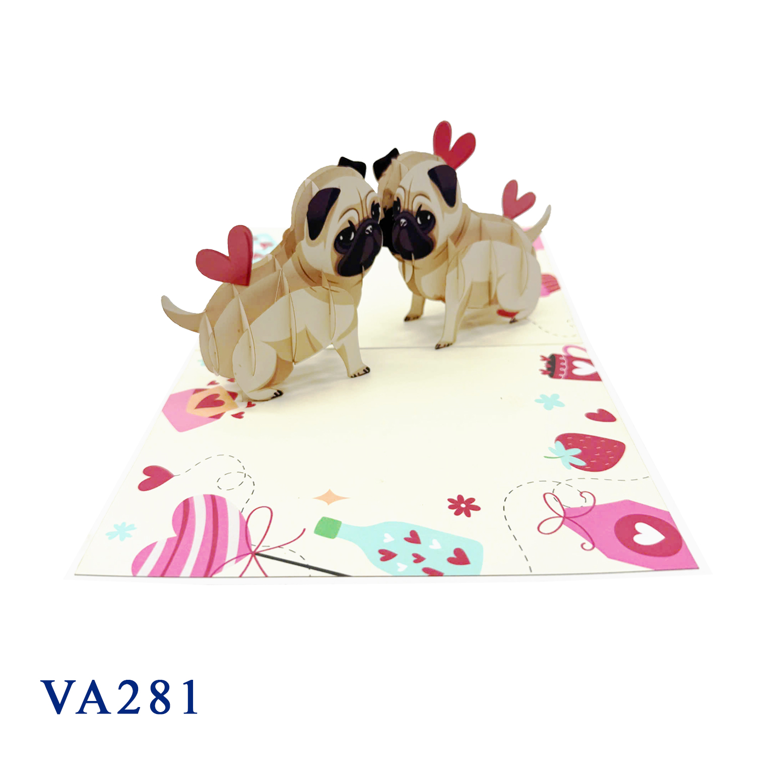 Valentine Pugs 3D Pop Up Card