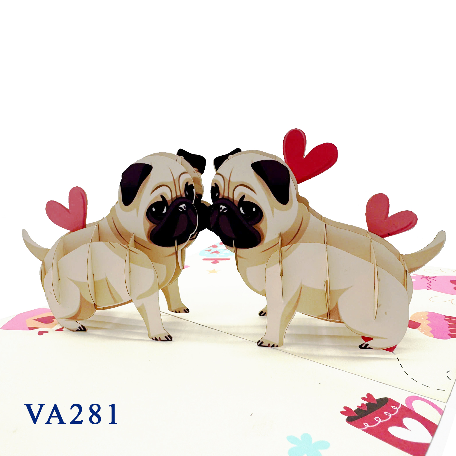 Valentine Pugs 3D Pop Up Card