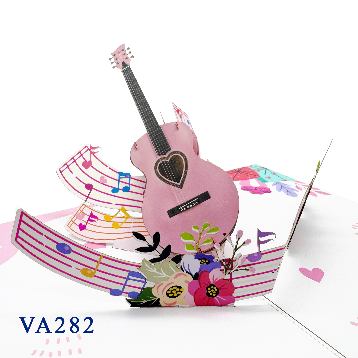 Valentine Pink Guitar 3D Pop Up Card