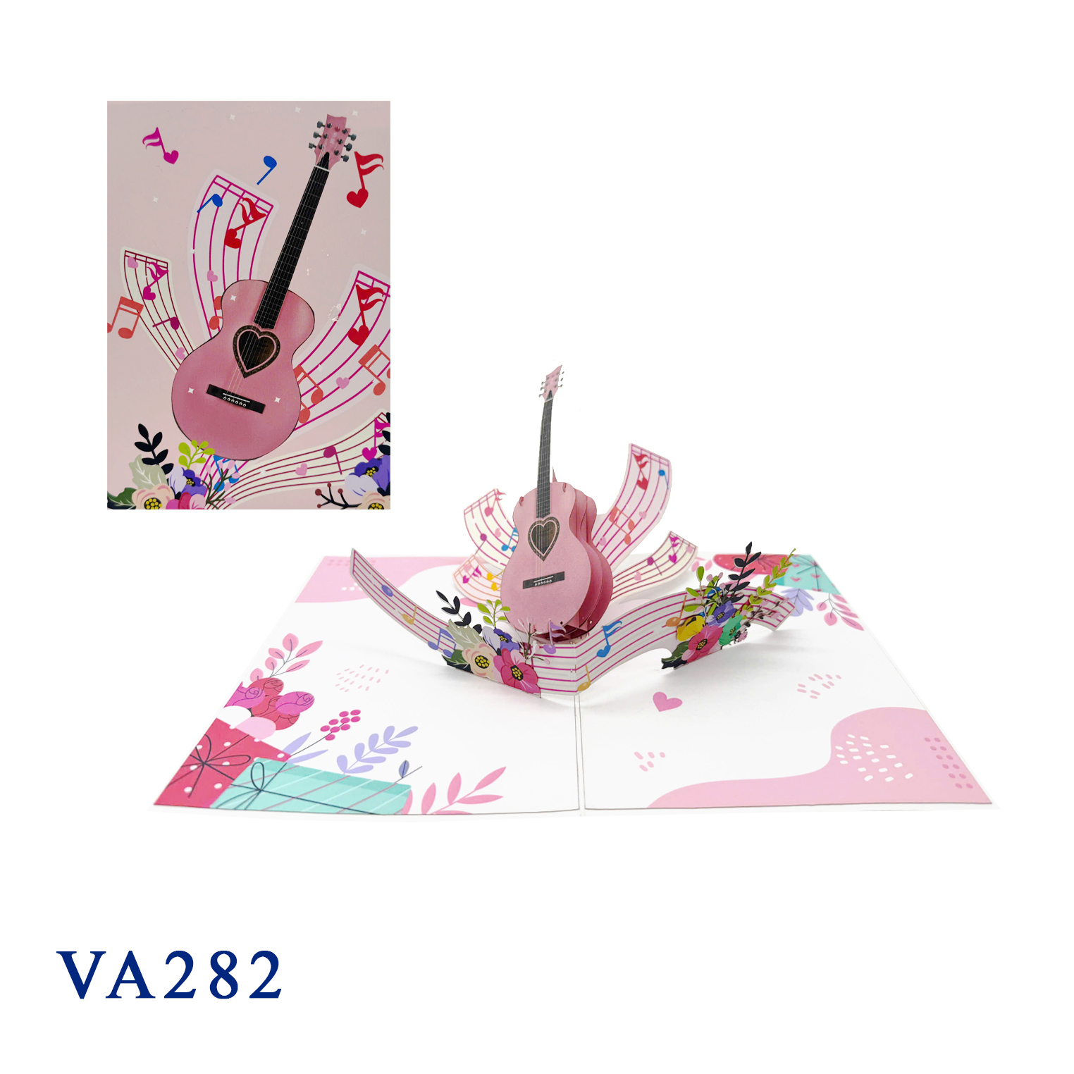 Valentine Pink Guitar 3D Pop Up Card