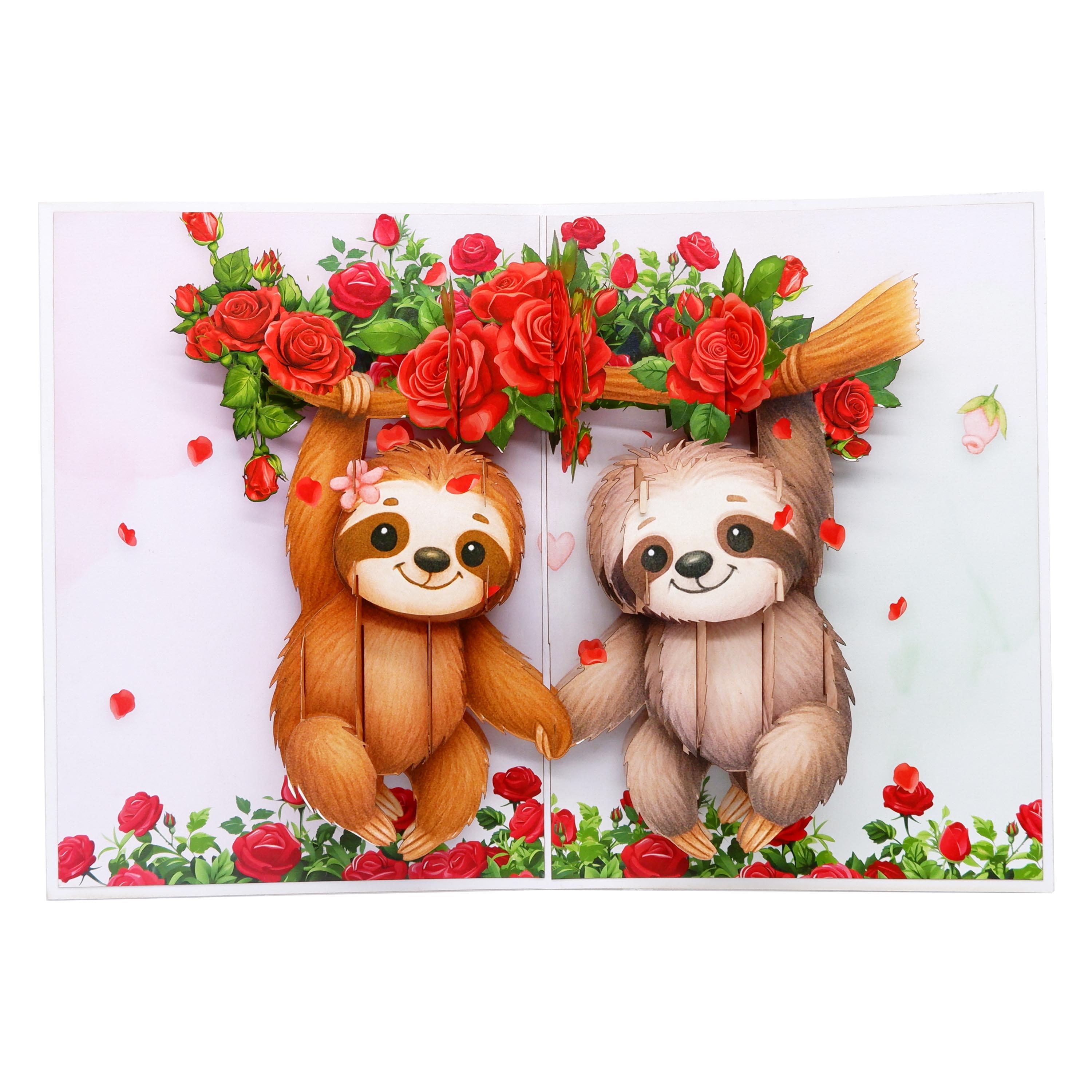 Cute Sloth Couple Pop-Up Card – A Sweet and Playful Love Scene