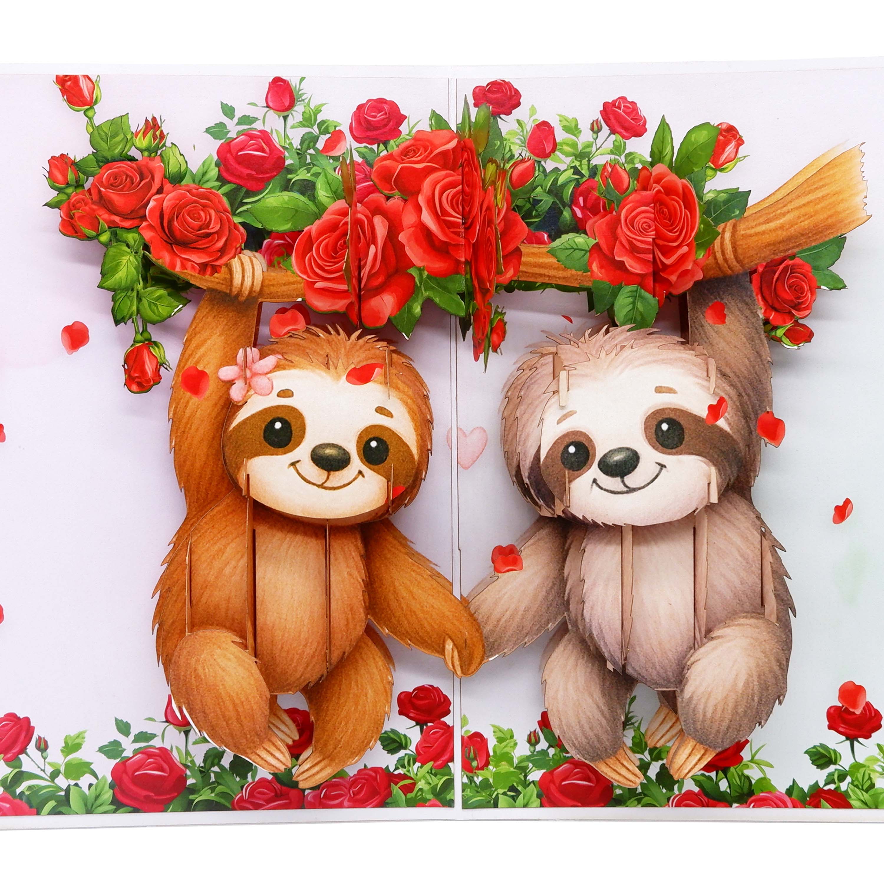 Cute Sloth Couple Pop-Up Card – A Sweet and Playful Love Scene