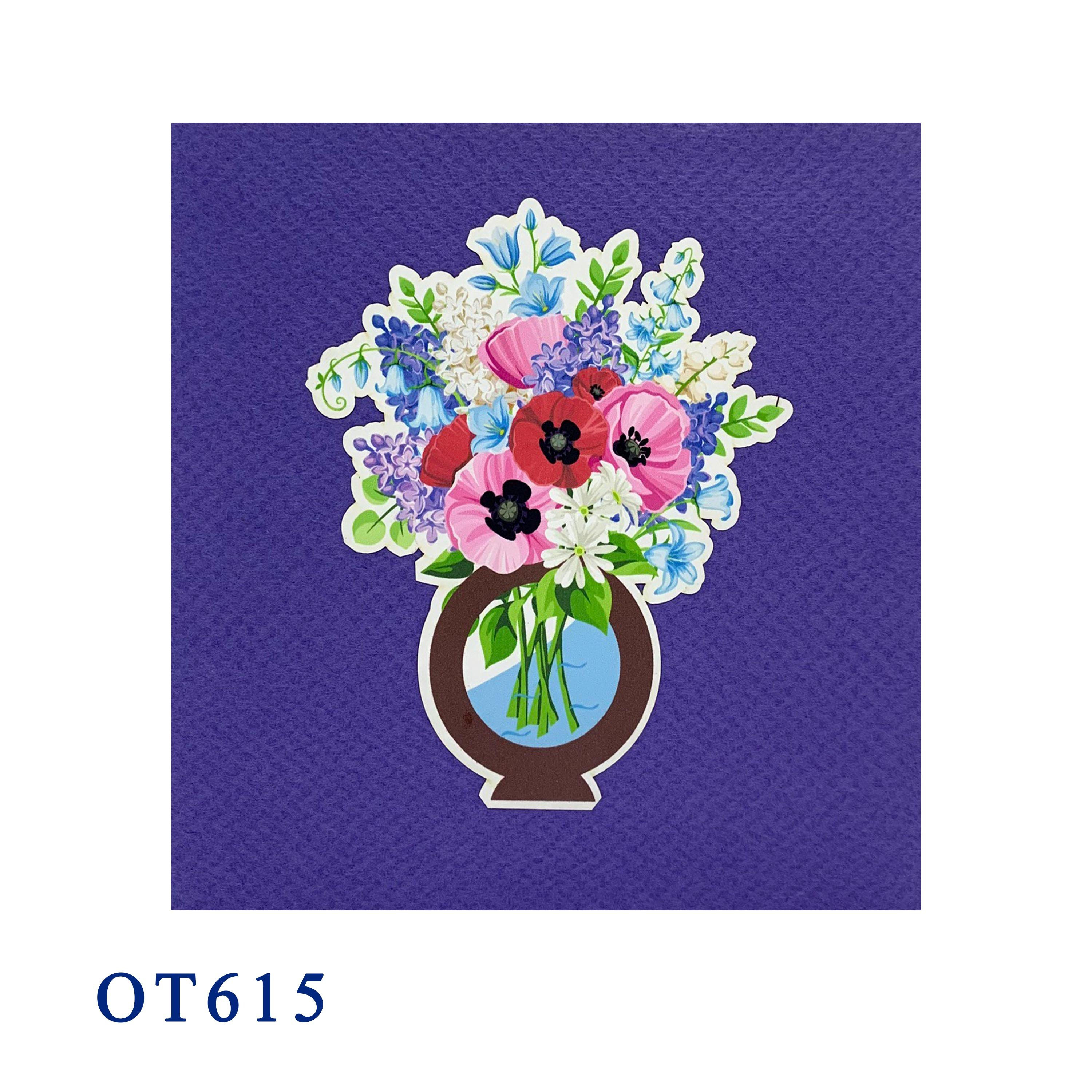 Vase Of Poppy Flowers Pop Up Card