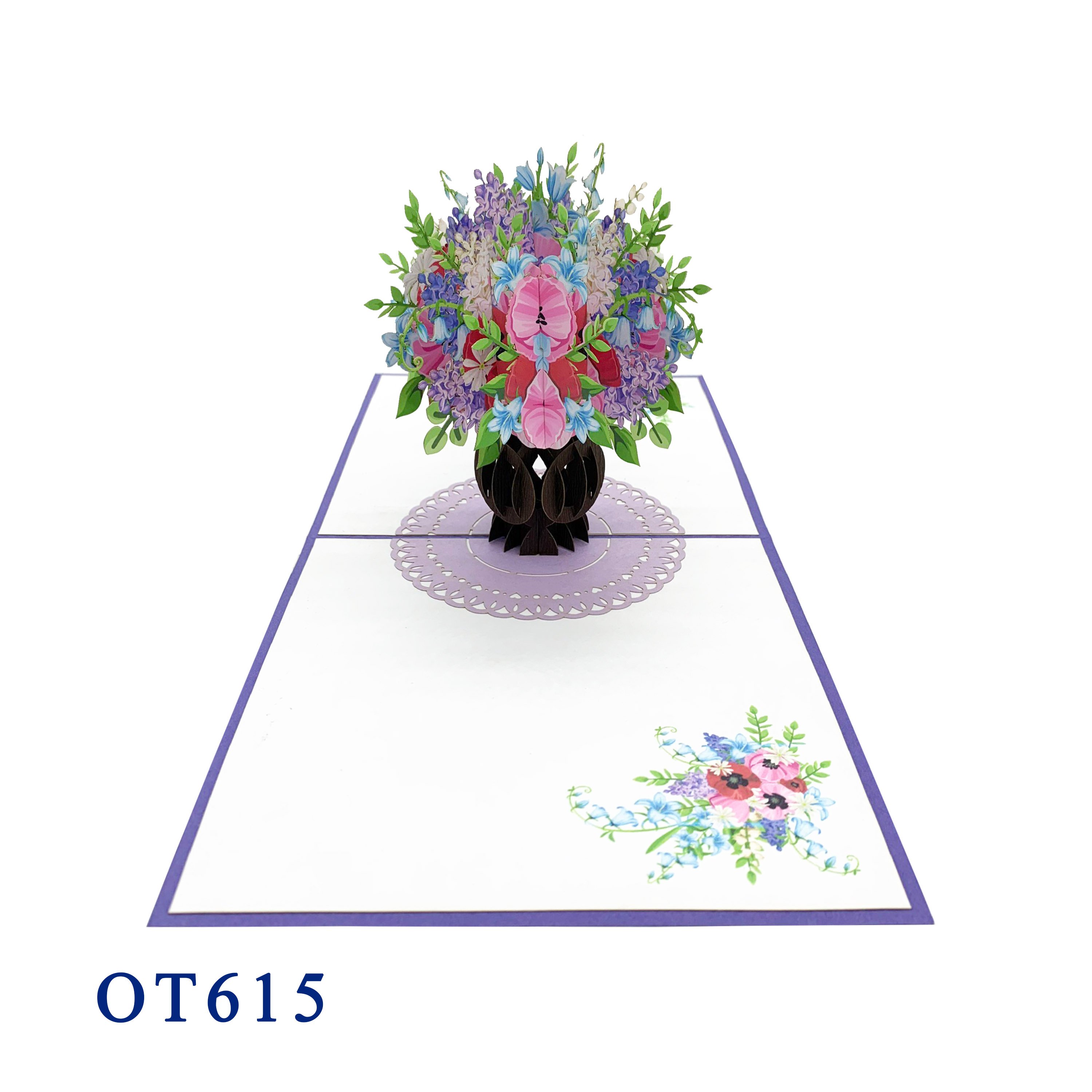 Vase Of Poppy Flowers Pop Up Card