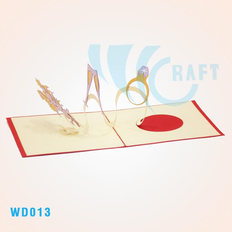 Wedding Rings And Champagne Pop Up Card