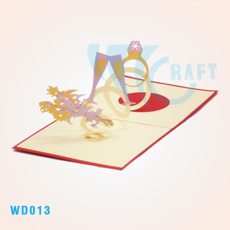 Wedding Rings And Champagne Pop Up Card