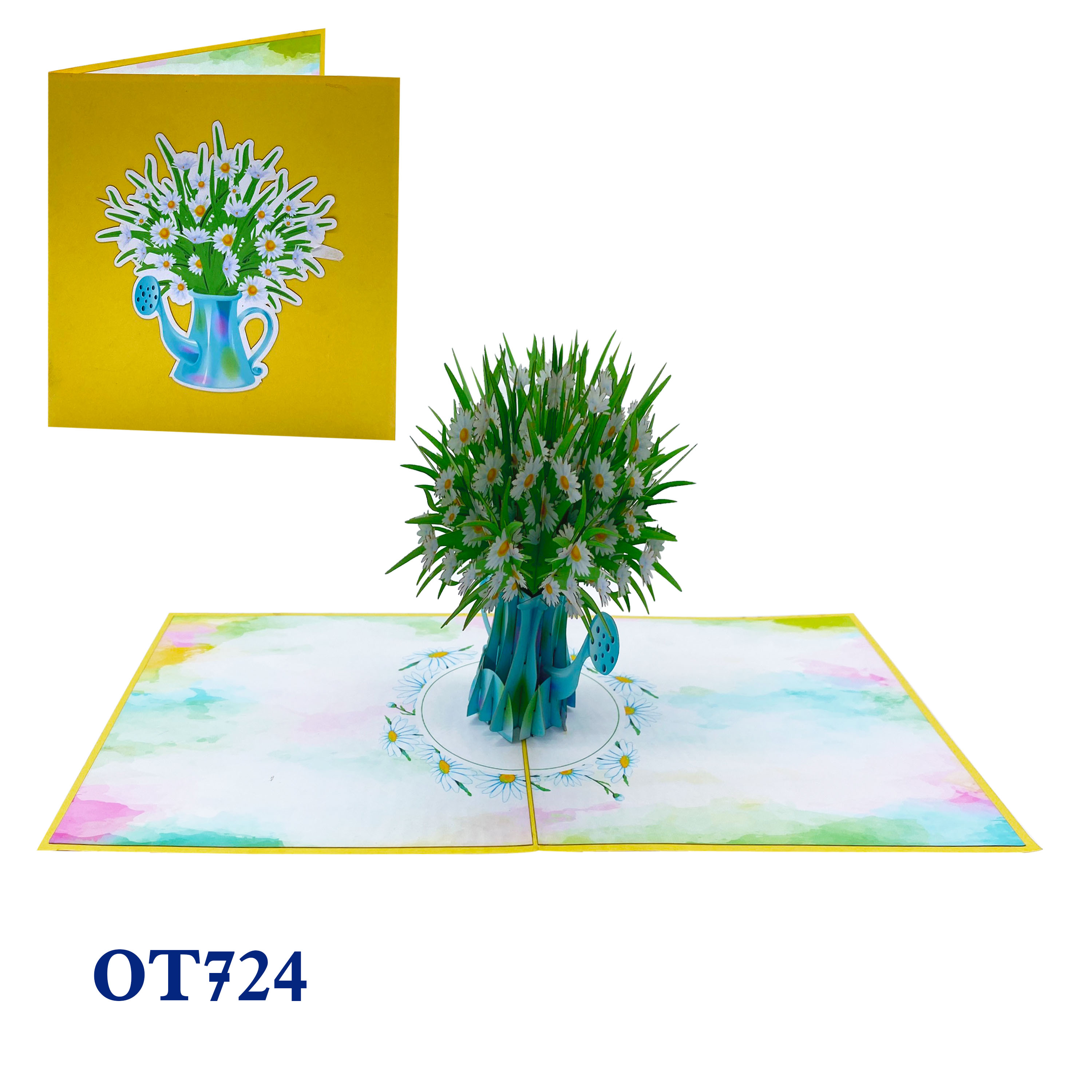 White Daisy Flowers Pot Pop Up Card