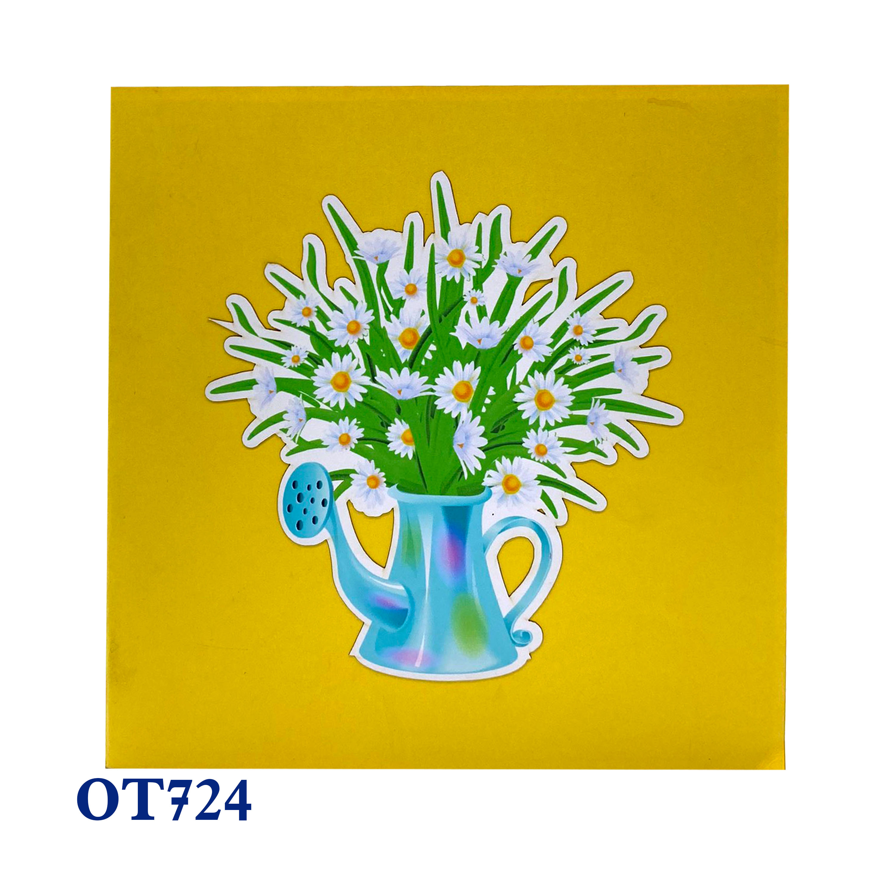 White Daisy Flowers Pot Pop Up Card