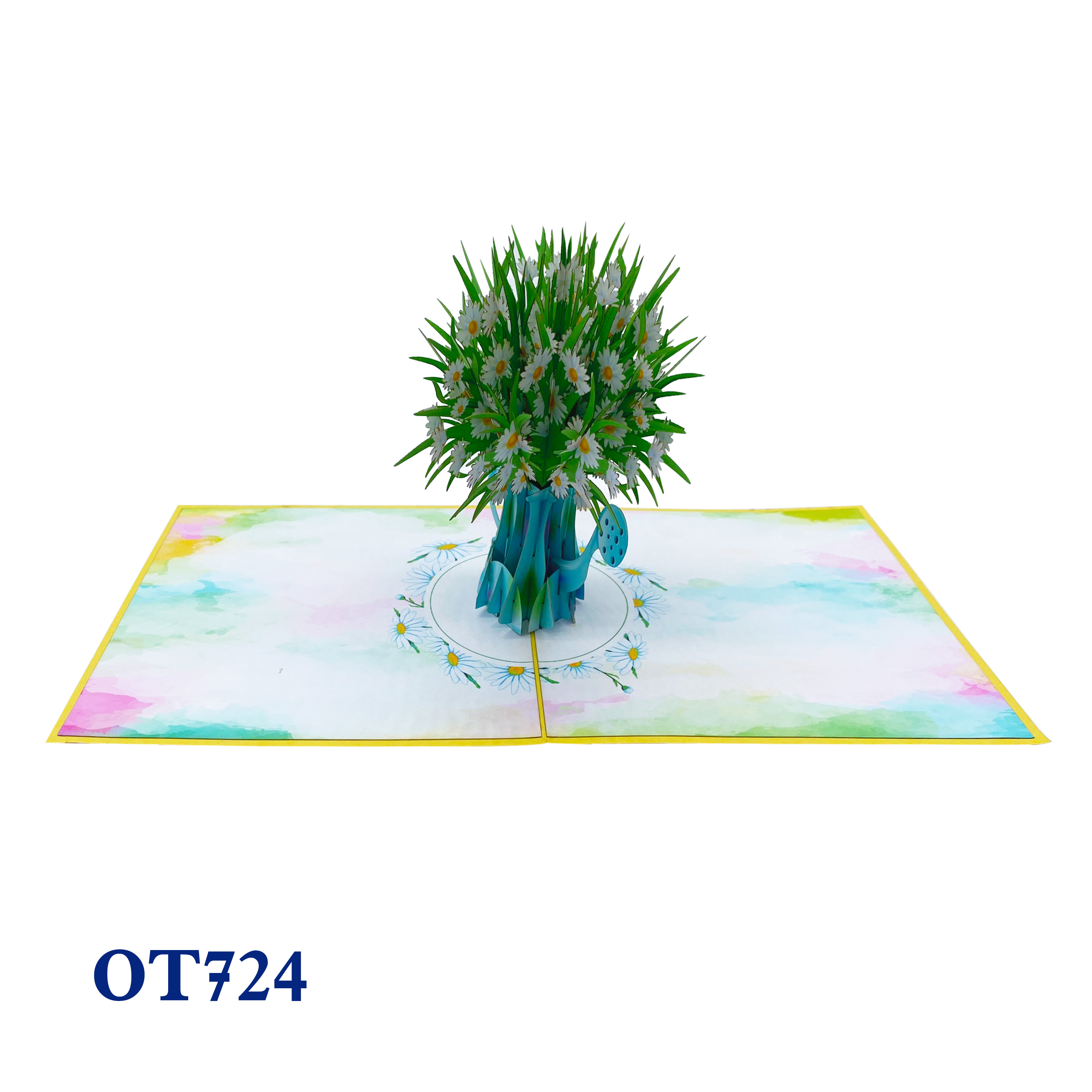 White Daisy Flowers Pot Pop Up Card