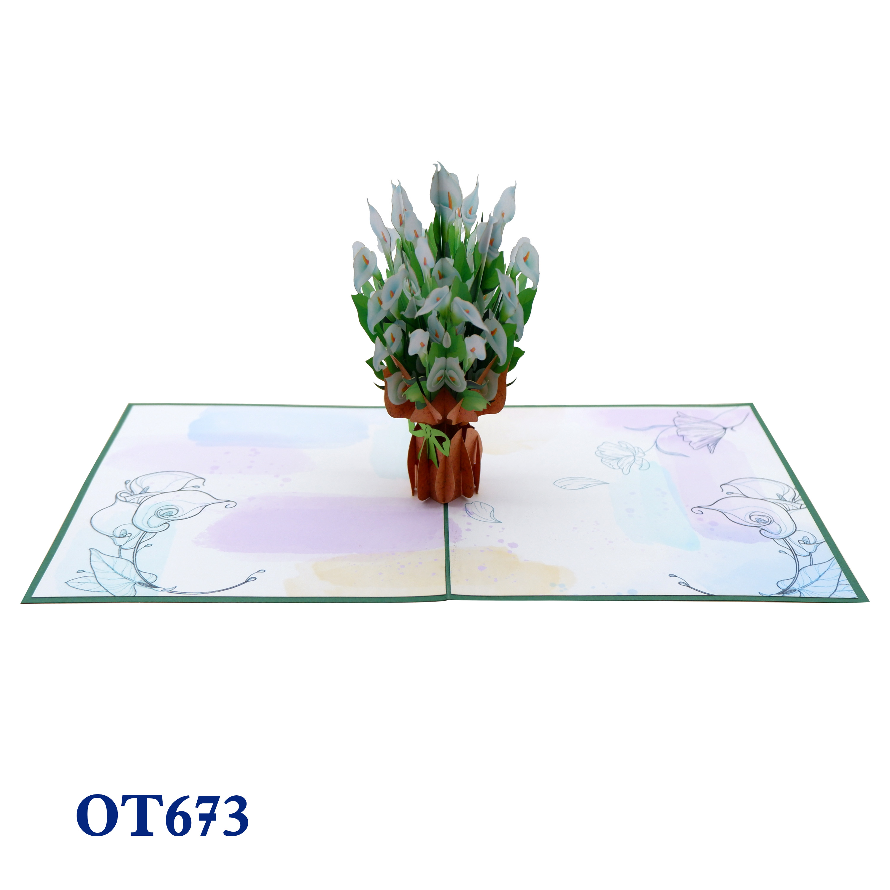 White Rum Flowers Pop Up Card