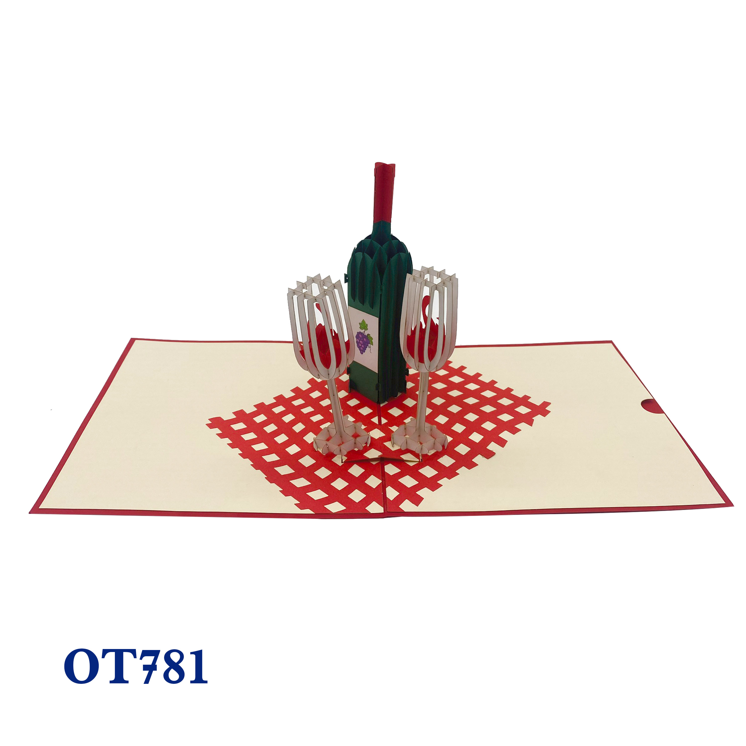 Wine Bottle and Glass Pop Up Card