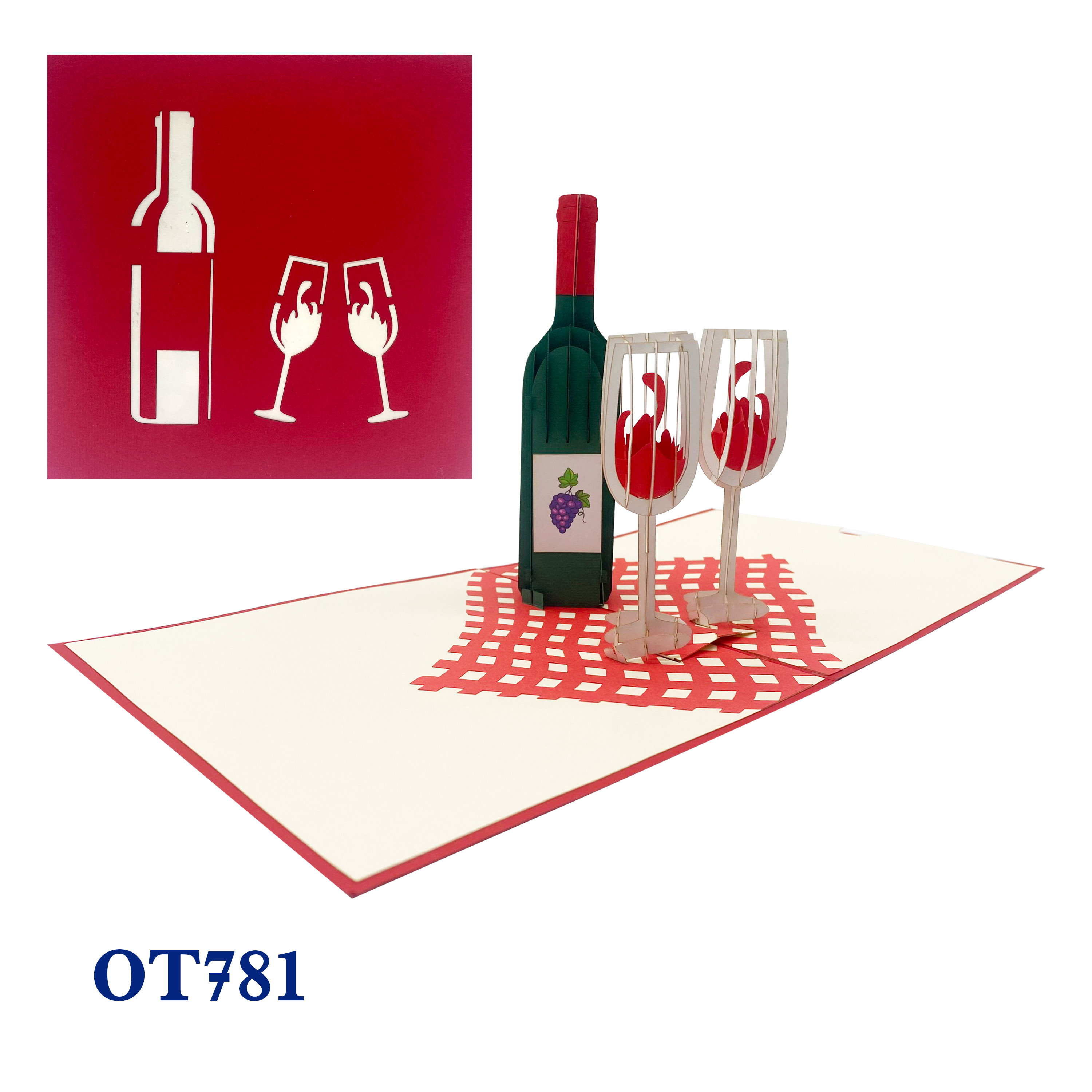 Wine Bottle and Glass Pop Up Card