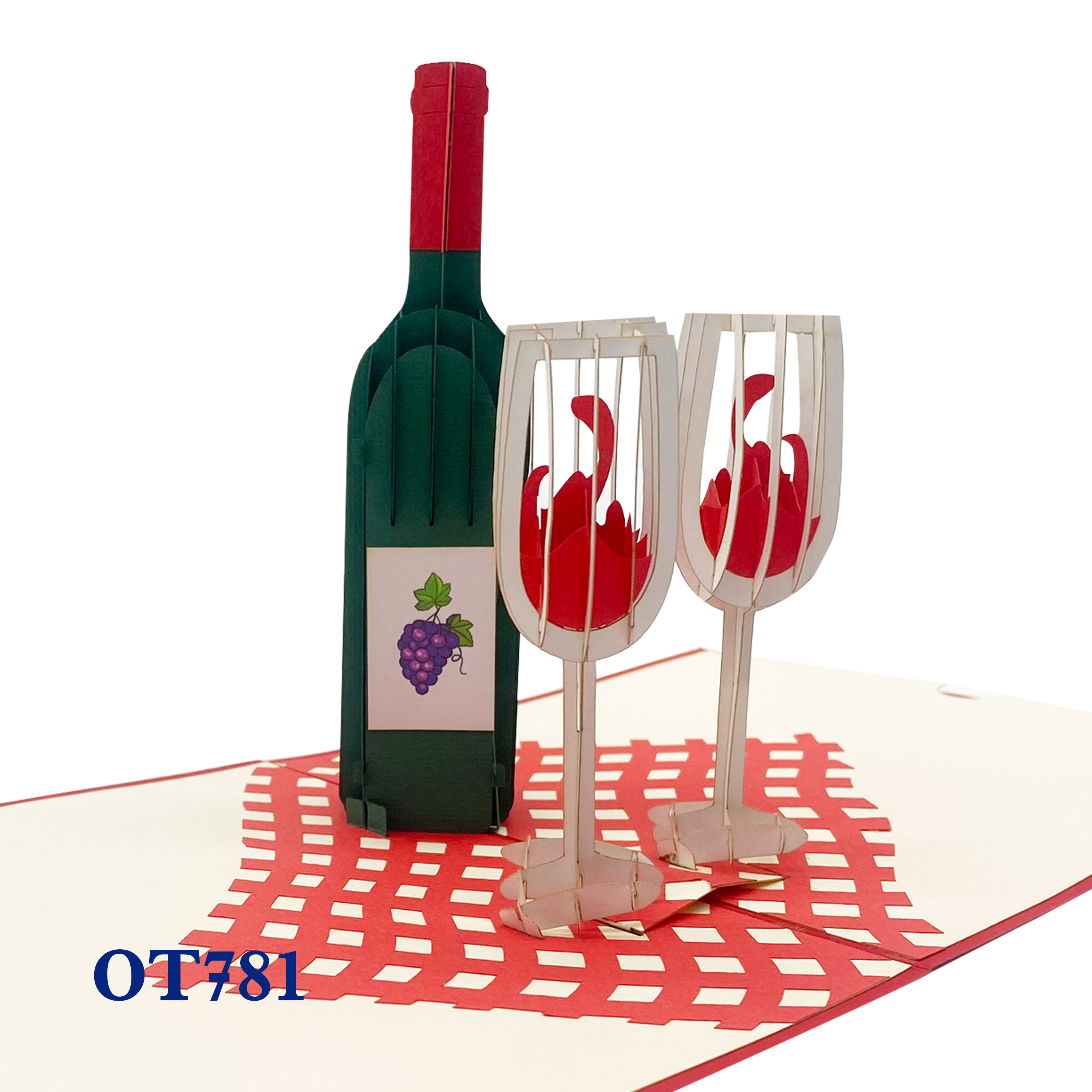 Wine Bottle and Glass Pop Up Card
