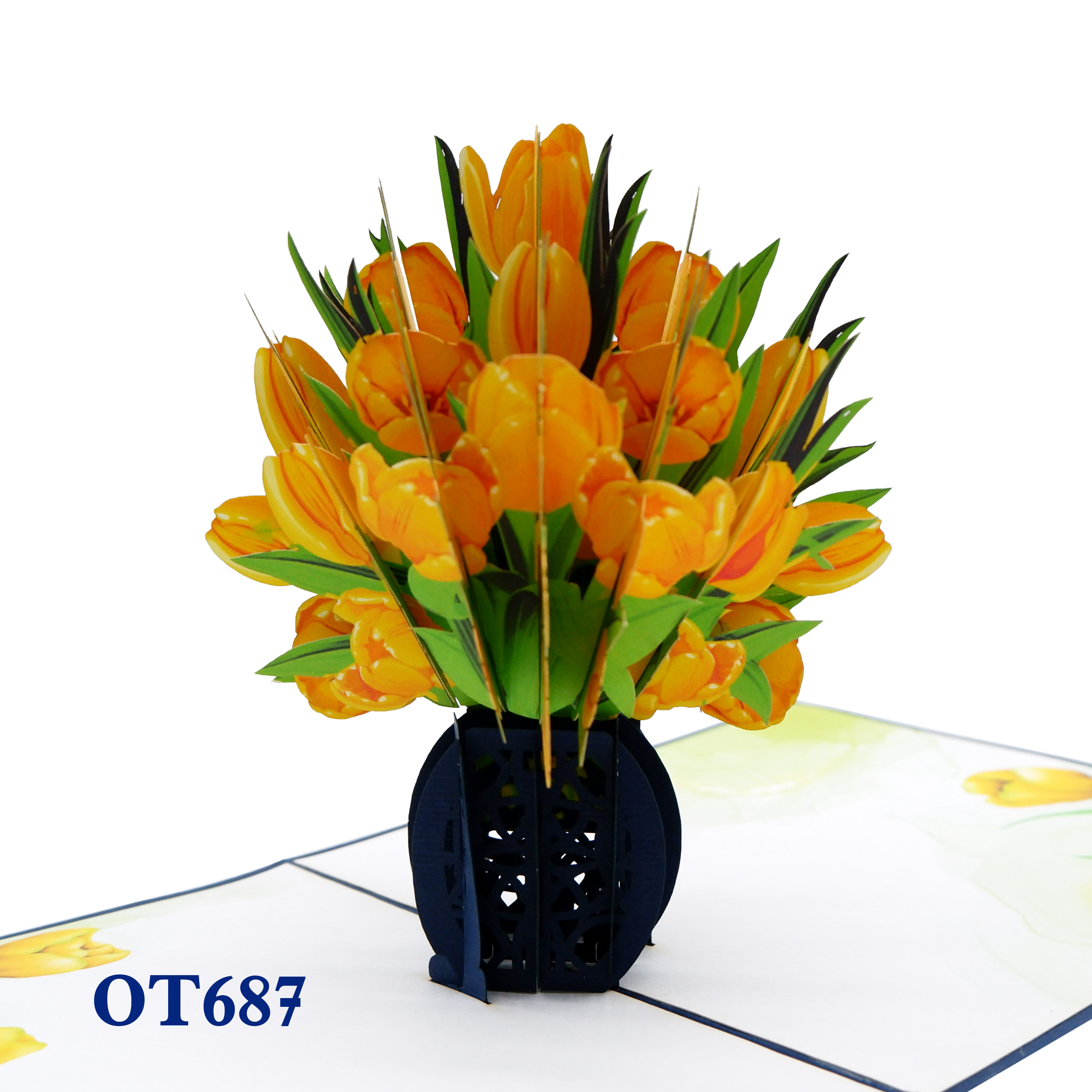 Yellow Tulip Flowers Pop Up Card