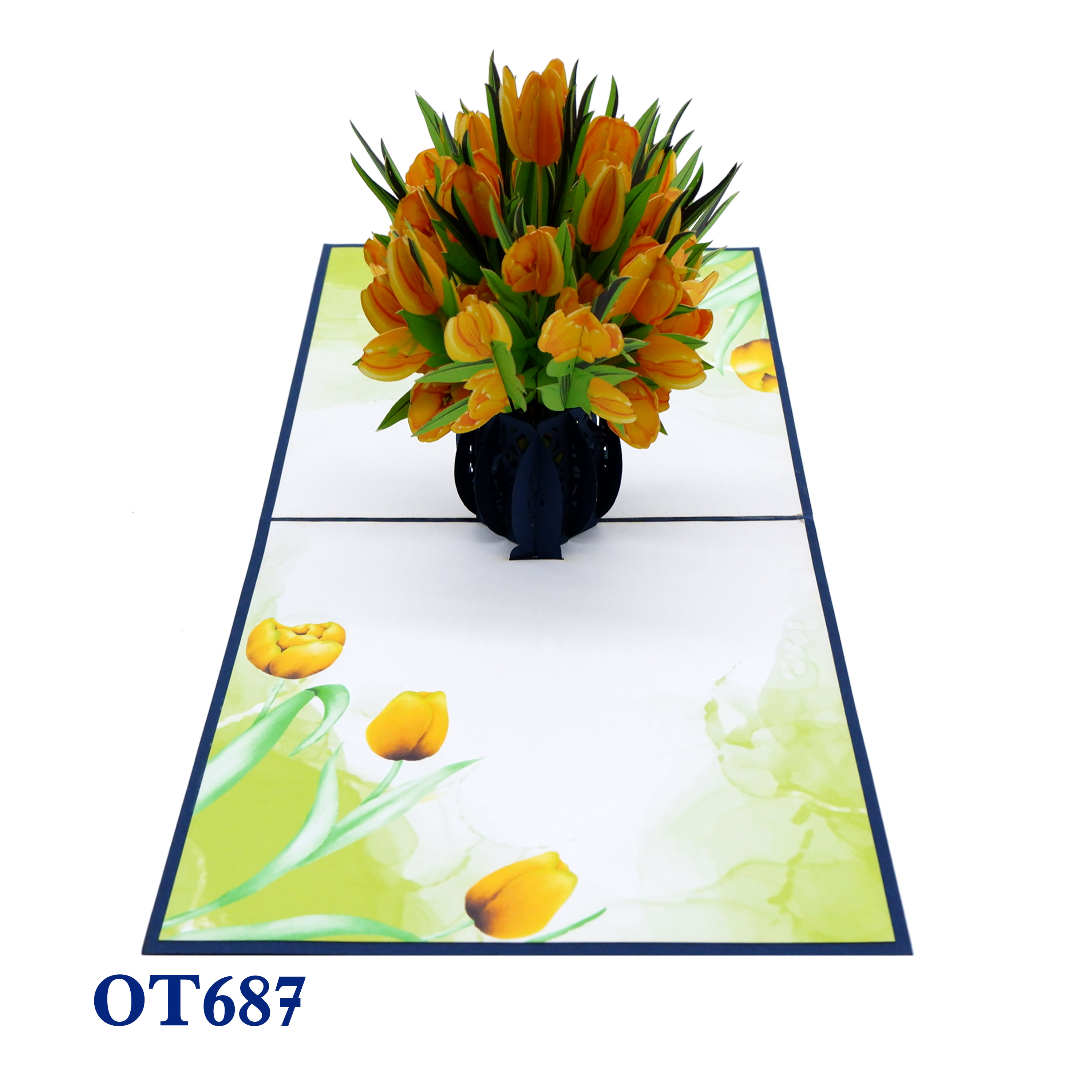 Yellow Tulip Flowers Pop Up Card