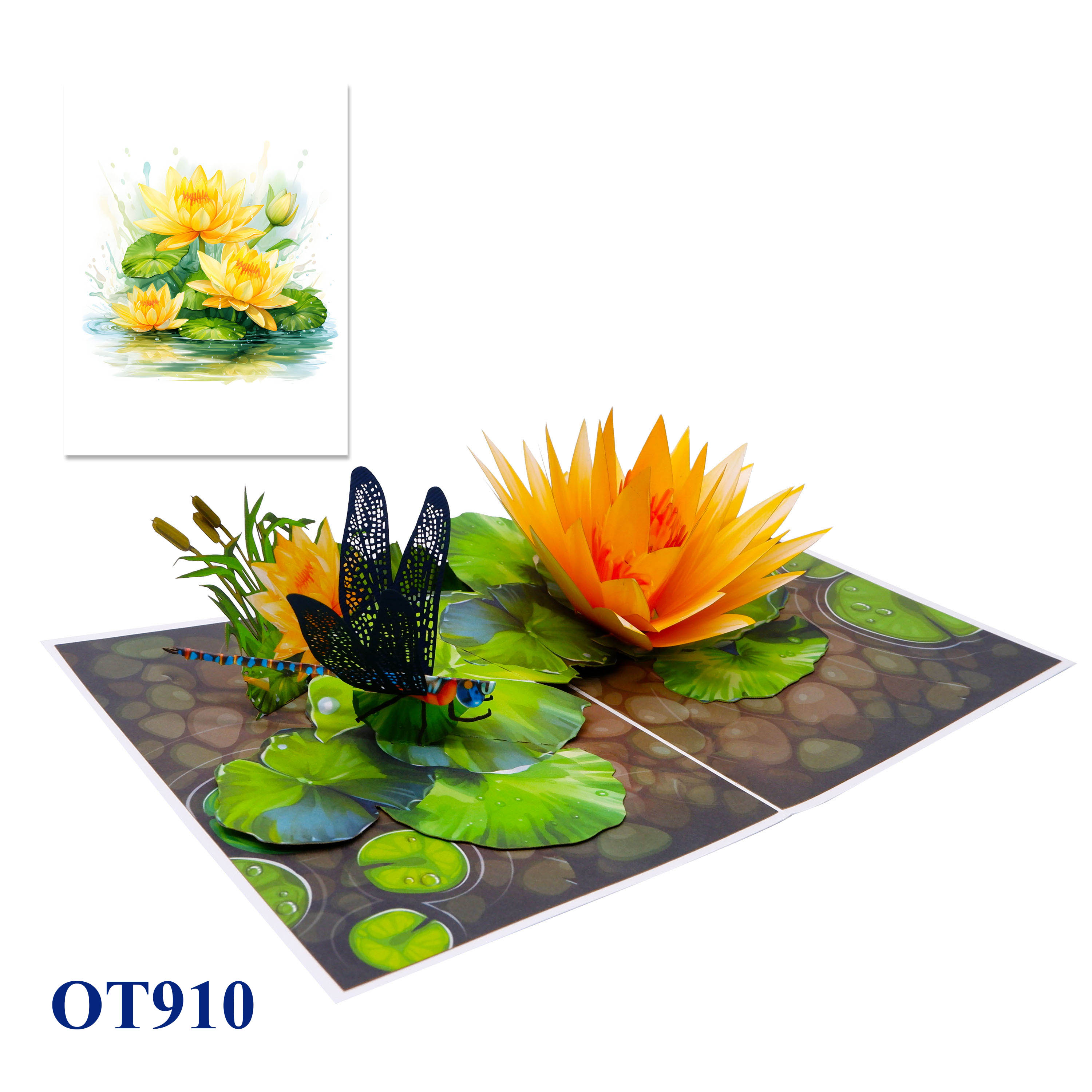 Yellow Water Lily Pop Up Greeting Card