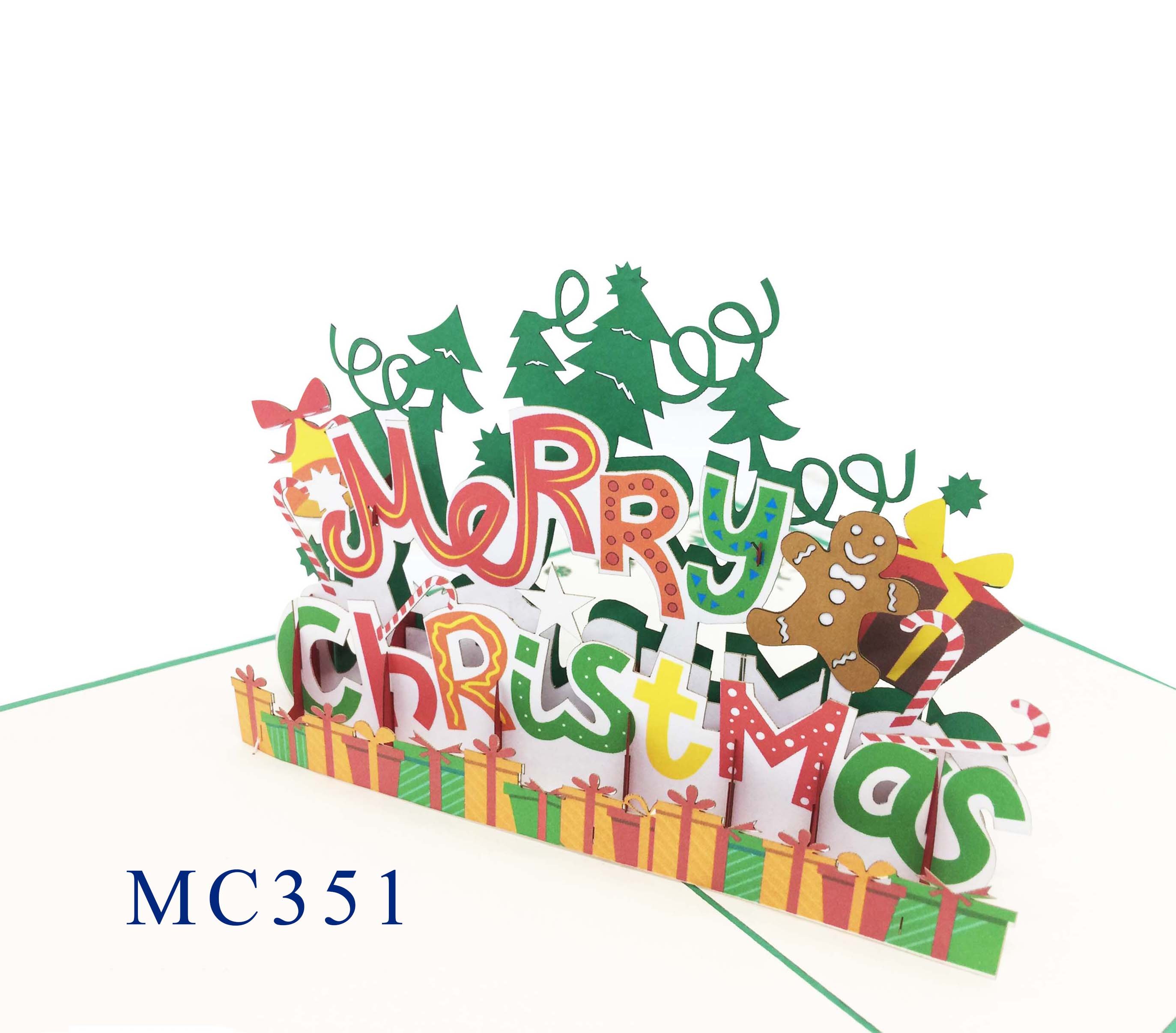 Merry Christmas Letters Pop Up Card