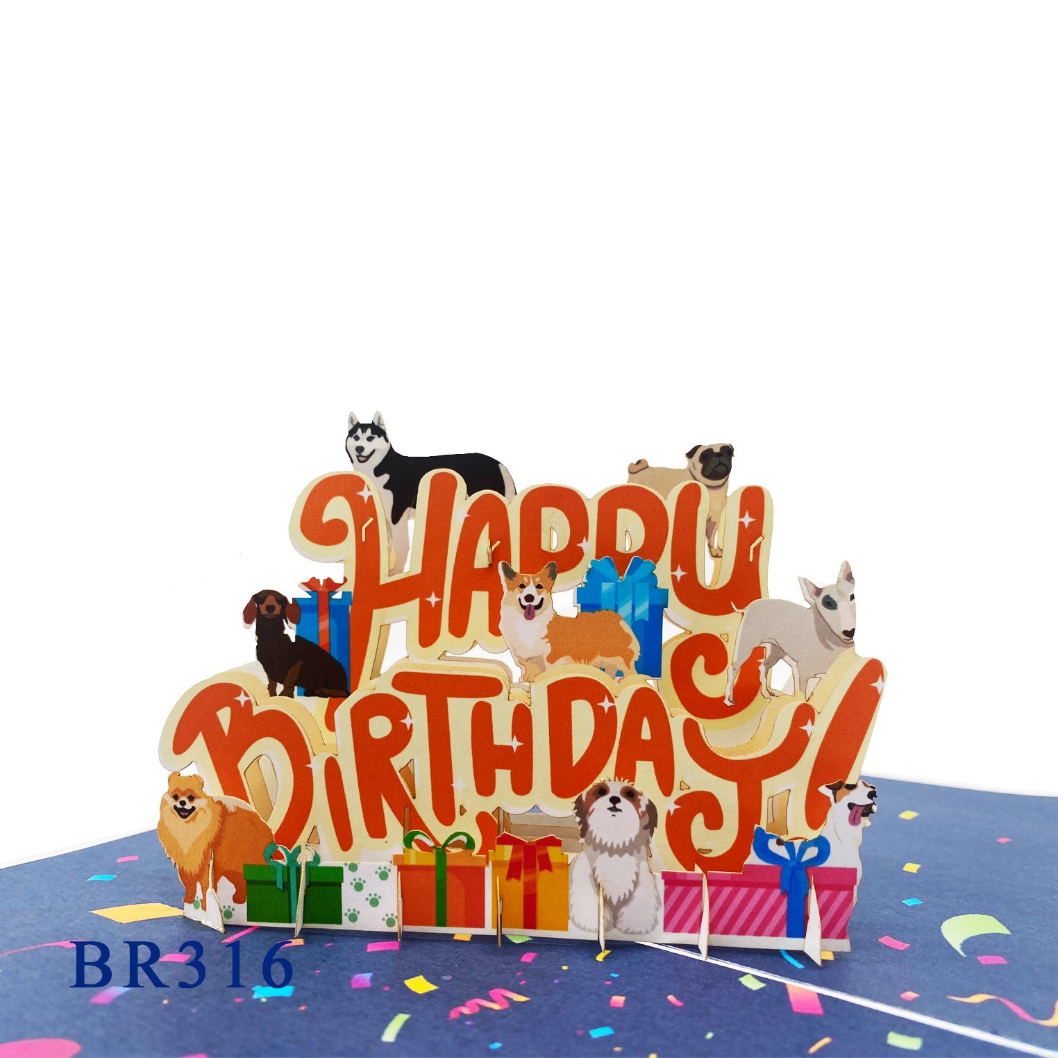 Happy Birthday Dogs Pop Up Card