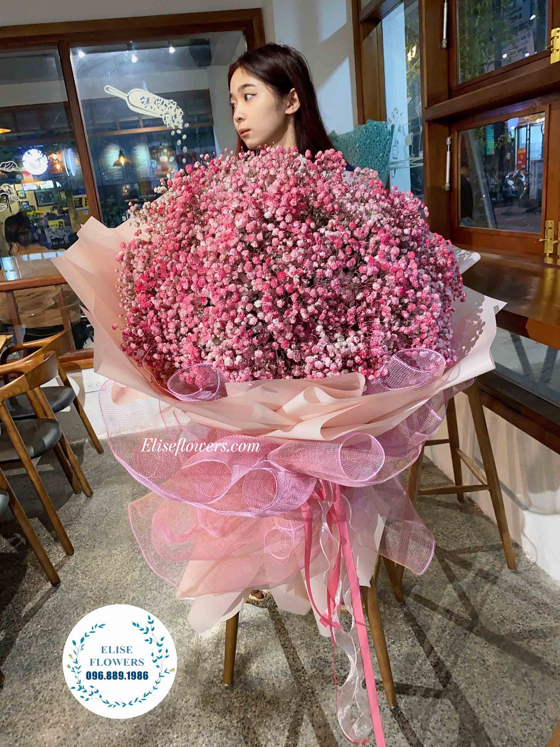 Bó hoa baby hồng siêu to khổng lồ tặng bạn gái, người yêu, người thương | Bó hoa đẹp ở Hà Nội
