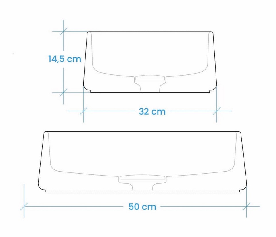 Lavabo, chậu rửa bê tông kích thước 50x32x14.5 cm