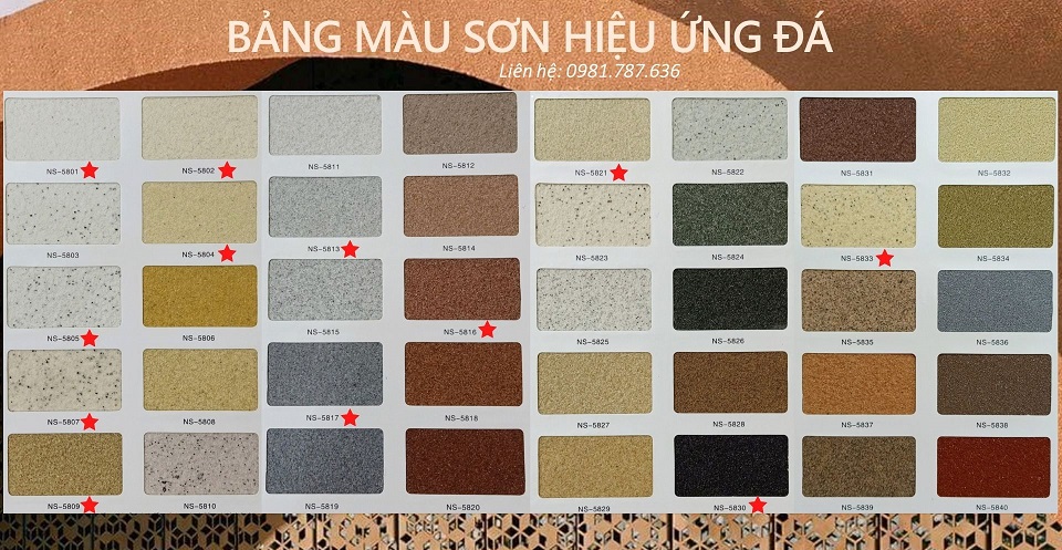 Bảng màu sơn đá hạt tự nhiên DDM