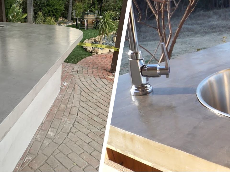 Có thể thi công microcement ngoài trời cho bàn ghế, bar, sân, tường,... (Ảnh sưu tầm)