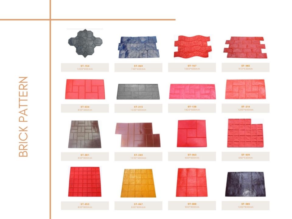 Một số mẫu áp khuôn mô phỏng bề mặt gạch lát (Ảnh: Vietbeton)