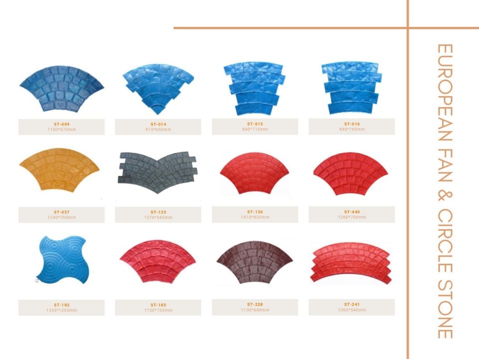 Một số mẫu khuôn áp bê tông hình quạt (Ảnh: Vietbeton)