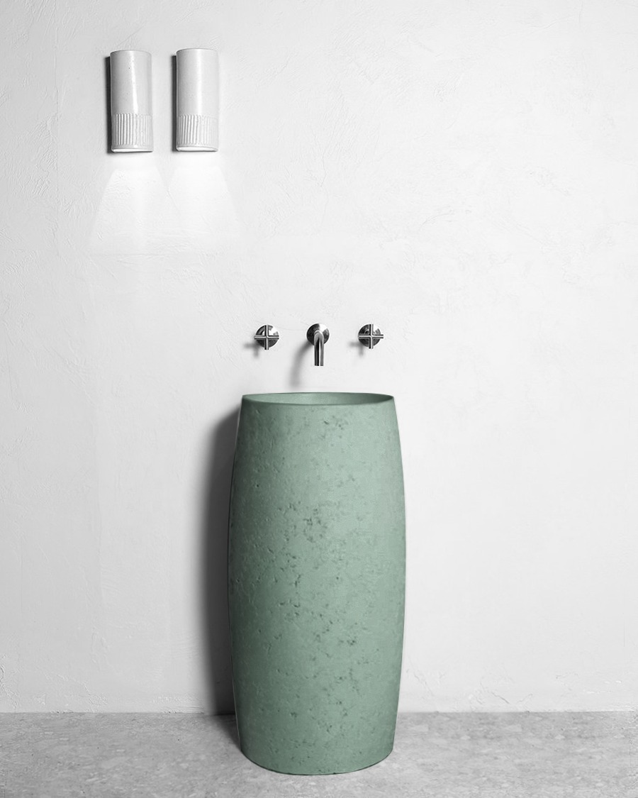 Lavabo, chậu rửa bê tông BLIU11 màu xanh