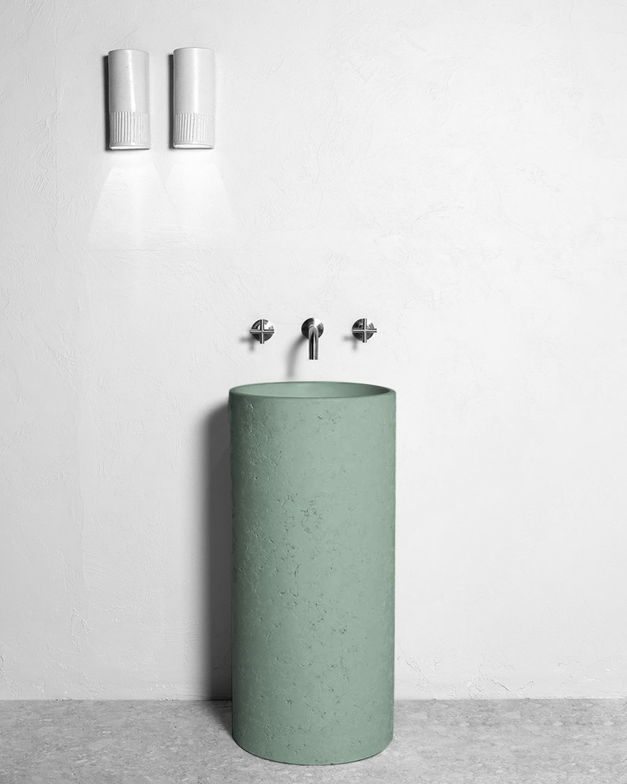 Lavabo, chậu rửa bê tông BLIU12 màu xanh